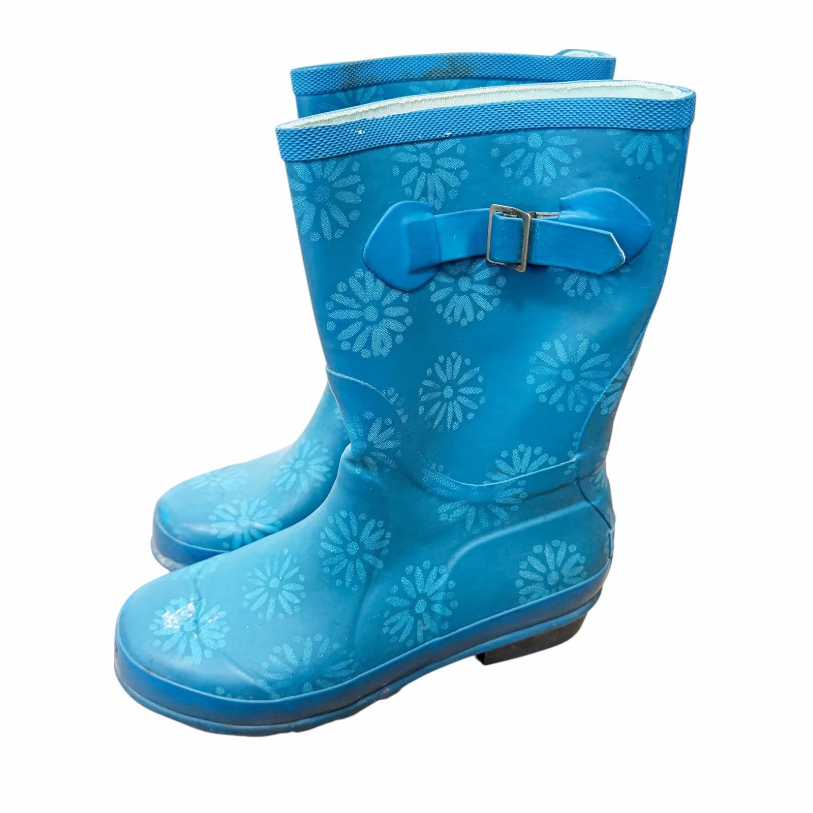 L.L. Bean LL Bean Blue Floral Wellie Rain Boots Sz 6 Size US 6 / IT 36 - 3 Thumbnail