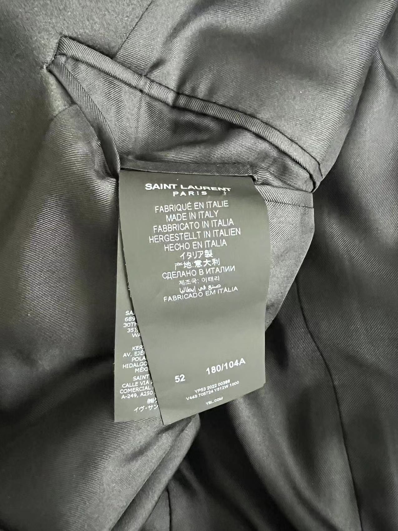 Saint Laurent Paris FW22 Satin Lapel Double-Breasted Jacket sz52 Size 52S - 3 Thumbnail