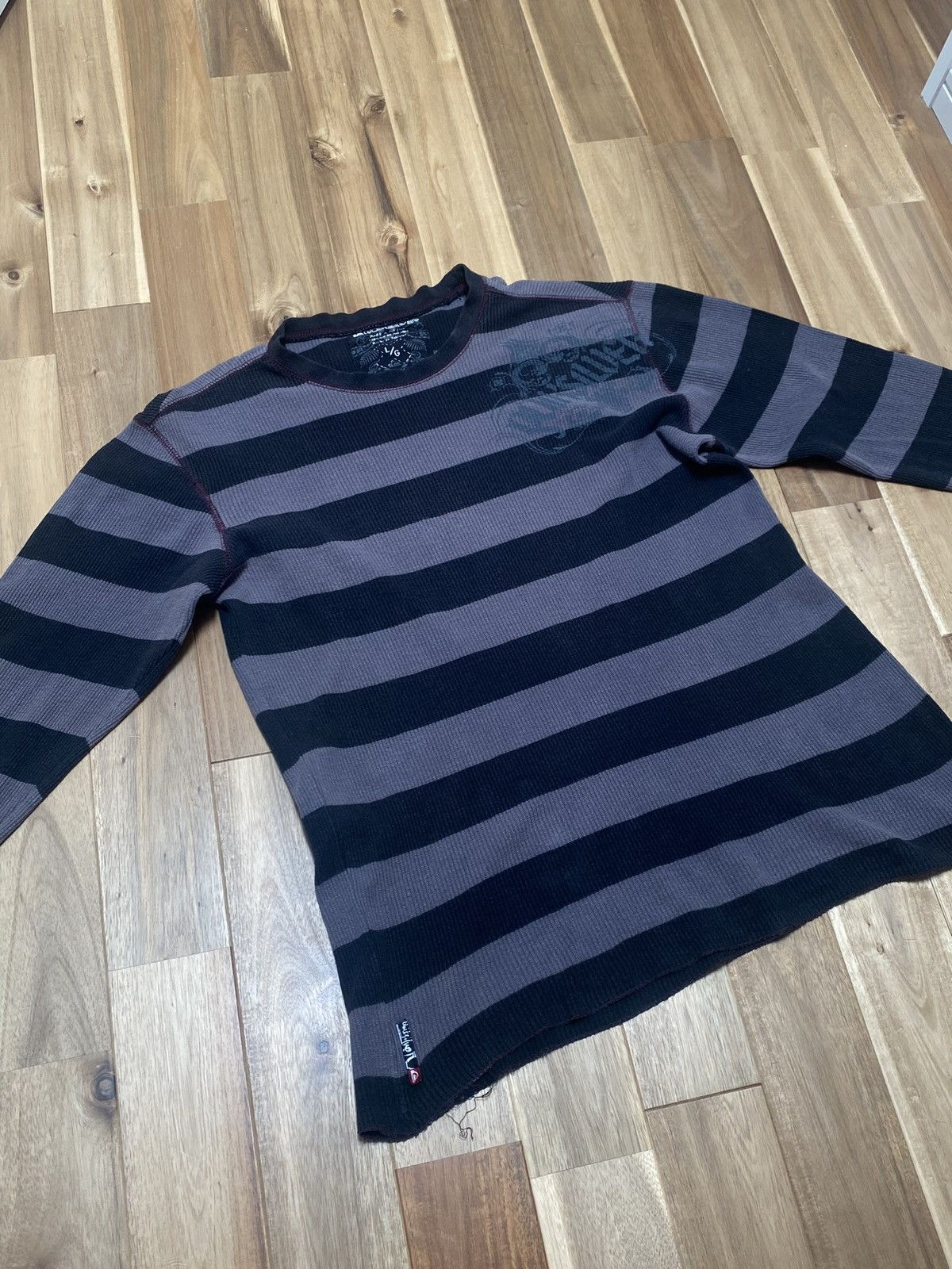 Quiksilver Vintage Quiksilver Striped Long Sleeve Waffle Knit Y2K L Size US L / EU 52-54 / 3 - 1 Thumbnail