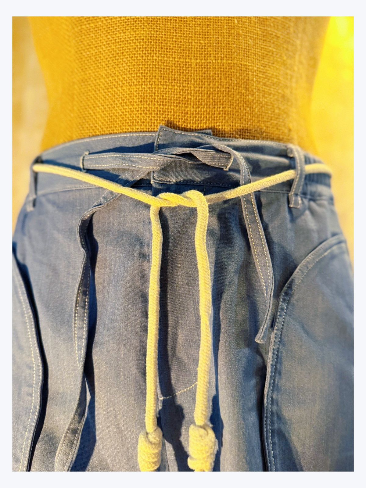 Other Retro-Inspired Blue Chambray Shorts with Nautical Rope Tie Size US 29 - 3 Thumbnail
