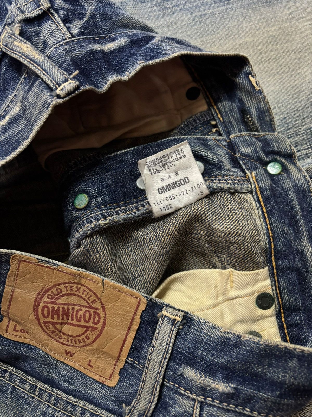 Samurai Jeans Vtg Japan Omnigod Selvedge Grunge Whisker Faded Jeans Size US 29 - 13 Thumbnail