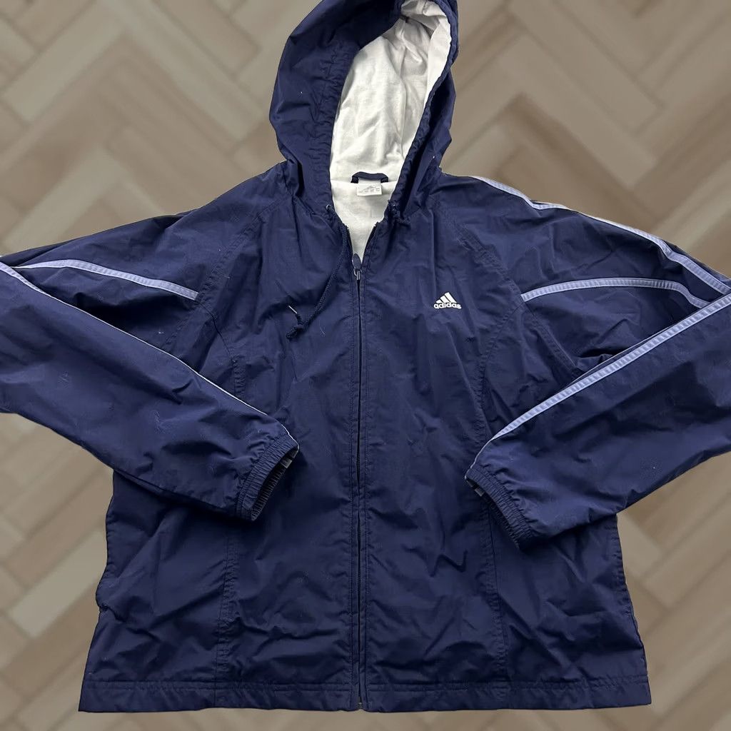 Adidas Vintage Adidas Lined Full Zip Hooded Jacket Women's Medium Blue Adidas Jacket Womens M Blue Track Hooded Size M / US 6-8 / IT 42-44 - 1 Thumbnail
