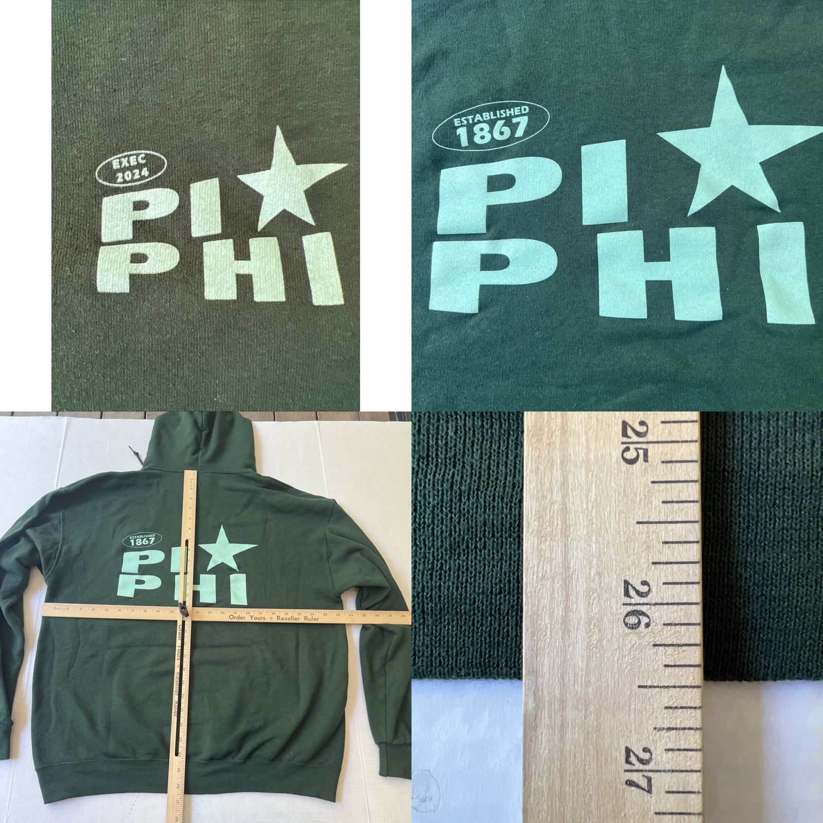 Jerzees Rare UCLA Bruins Pi Beta Phi Sorority Logo Exec Sweatshirt Hoodie Large Green Size L / US 10 / IT 46 - 8 Thumbnail