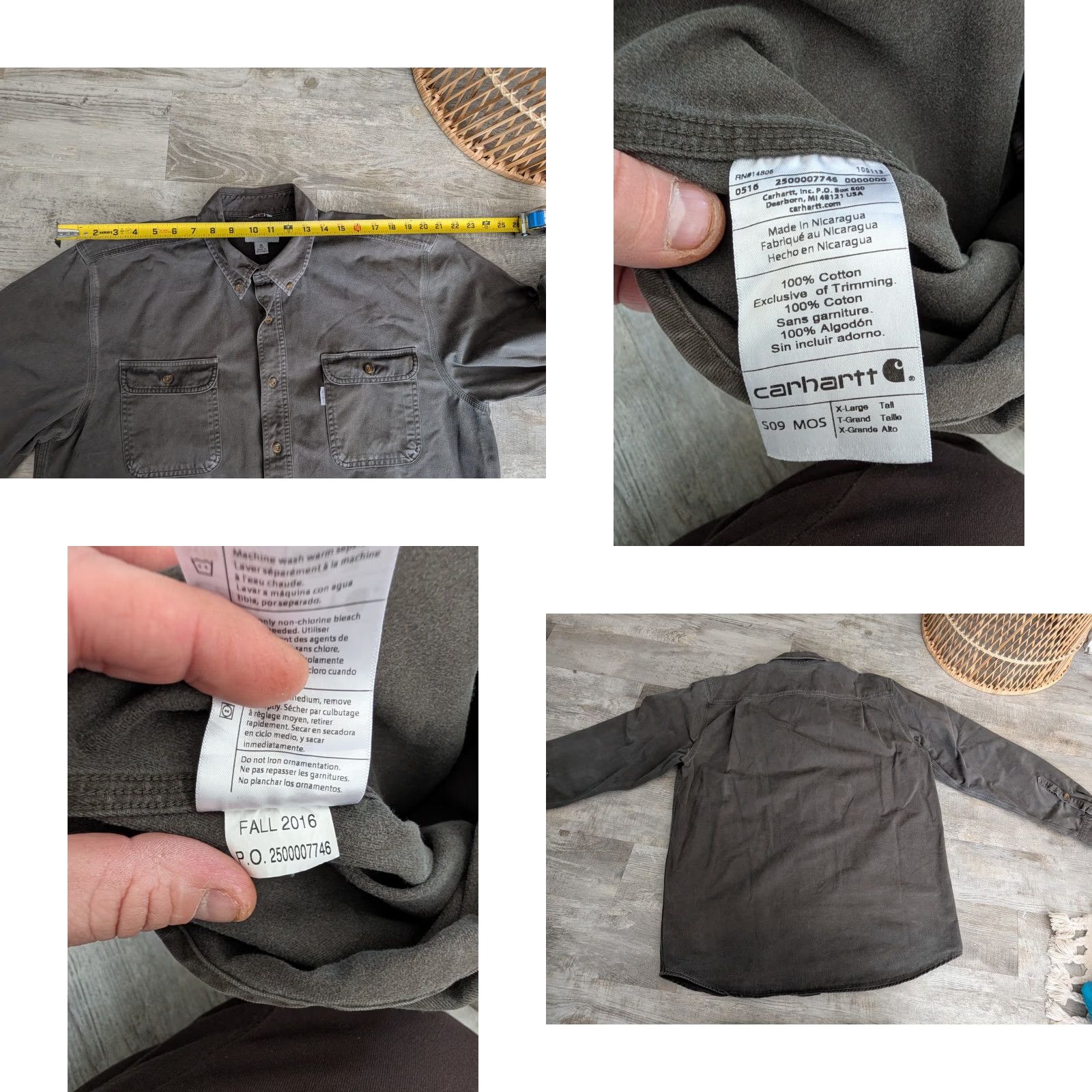 Carhartt VINTAGE Carhartt Button-Up Shirt Mens XL Tall Moss Green Canvas Workwear S09 MOS Size US XL / EU 56 / 4 - 9 Thumbnail