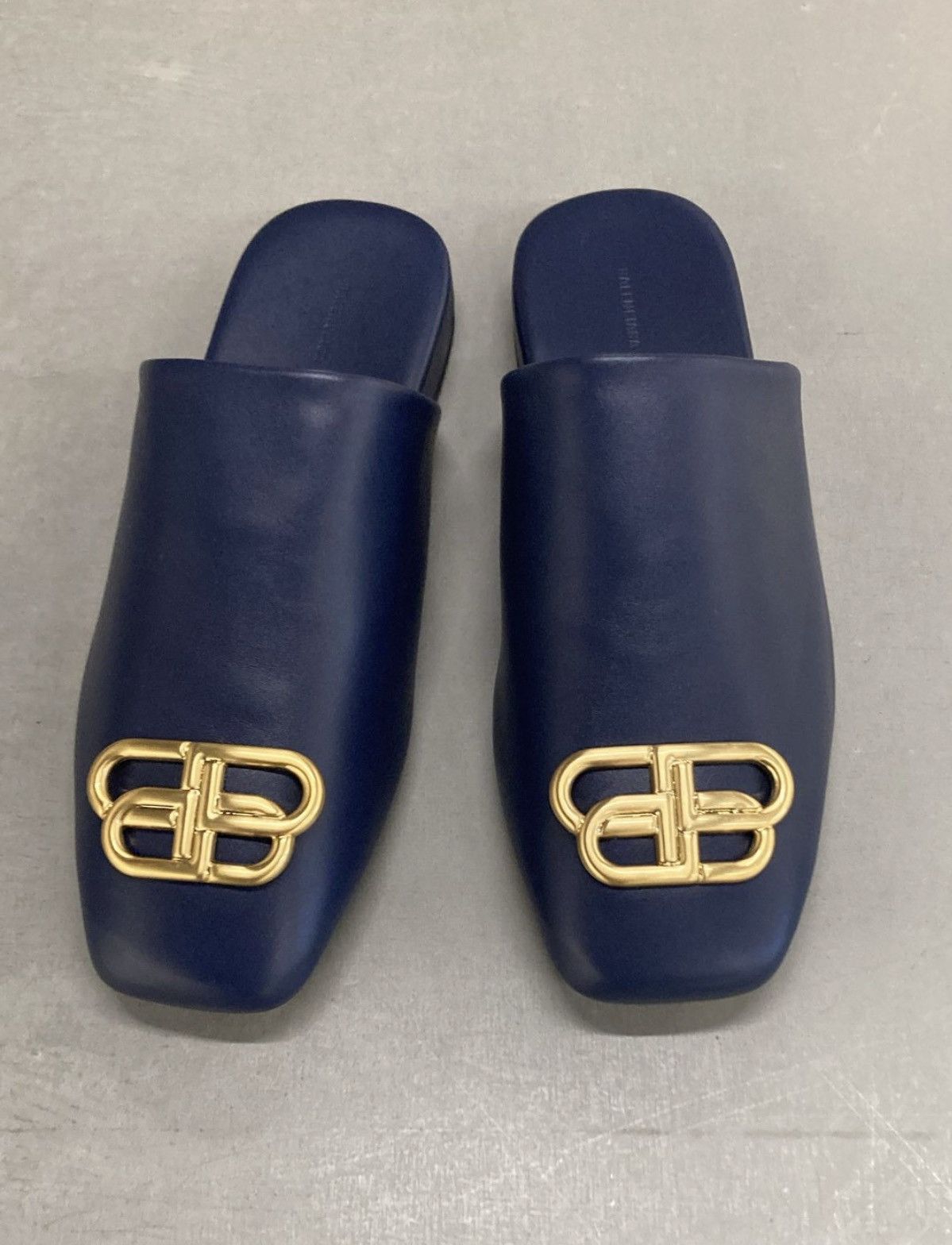 Balenciaga Leather BB Mules in navy Size US 12 / EU 45 - 1 Thumbnail
