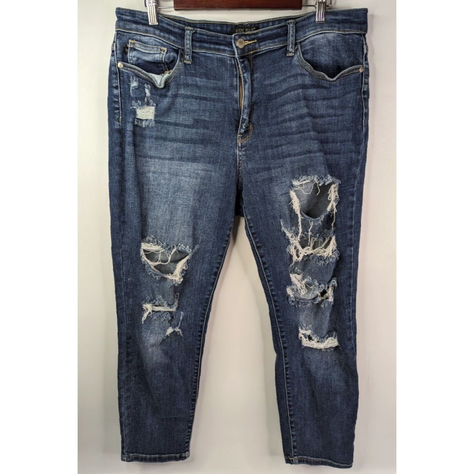 Vintage Judy Blue Boyfriend Jeans Distressed Women's Size 32/15 Regular Blue JB82156MD Size 24" / US 00 / IT 34 - 2 Thumbnail