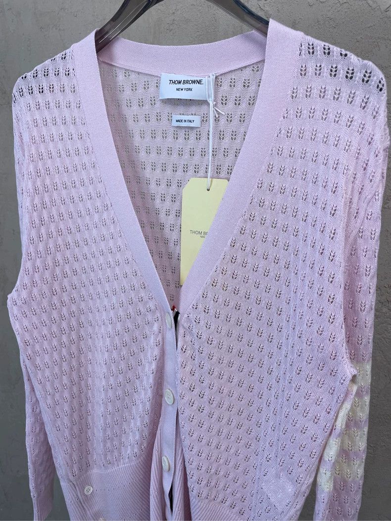 Thom Browne Thom browne Pink purple four-striped knitted cardigan jacke Size M / US 6-8 / IT 42-44 - 4 Thumbnail