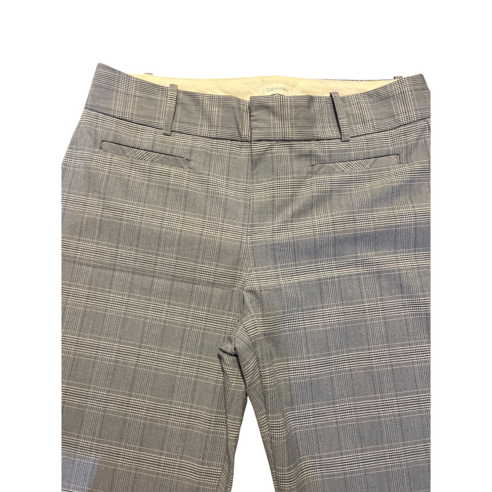 Calvin Klein Plaid Blue Houndstooth Trousers Pants Career Office Preppy Size 28" / US 6 / IT 42 - 2 Thumbnail