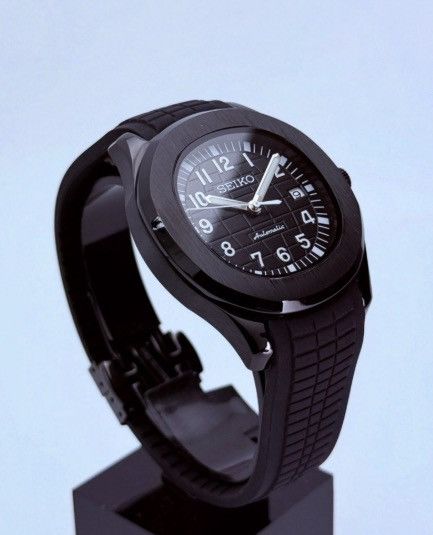 Japanese Brand Seiko Mod Aquanaut All Black Steel Watch Rubber Strap 41mm Size ONE SIZE - 2 Thumbnail