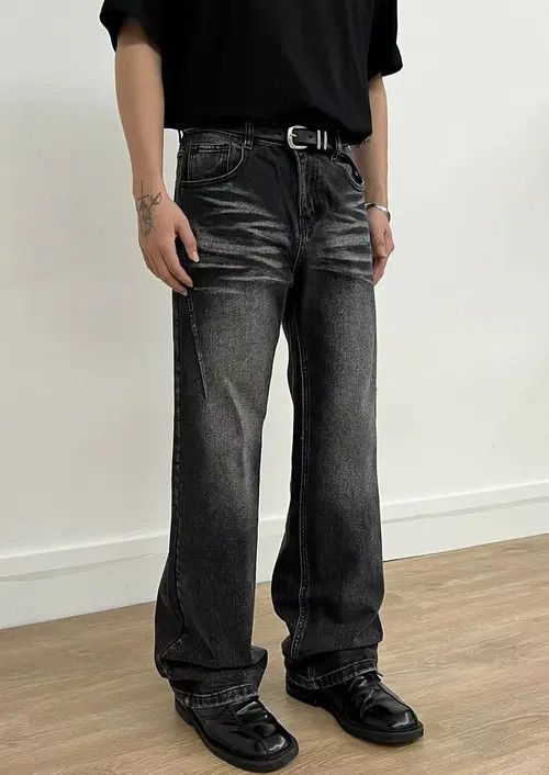 VIBE Vintage washed black micro-flare casual jeans Size US 30 / EU 46 - 8 Thumbnail