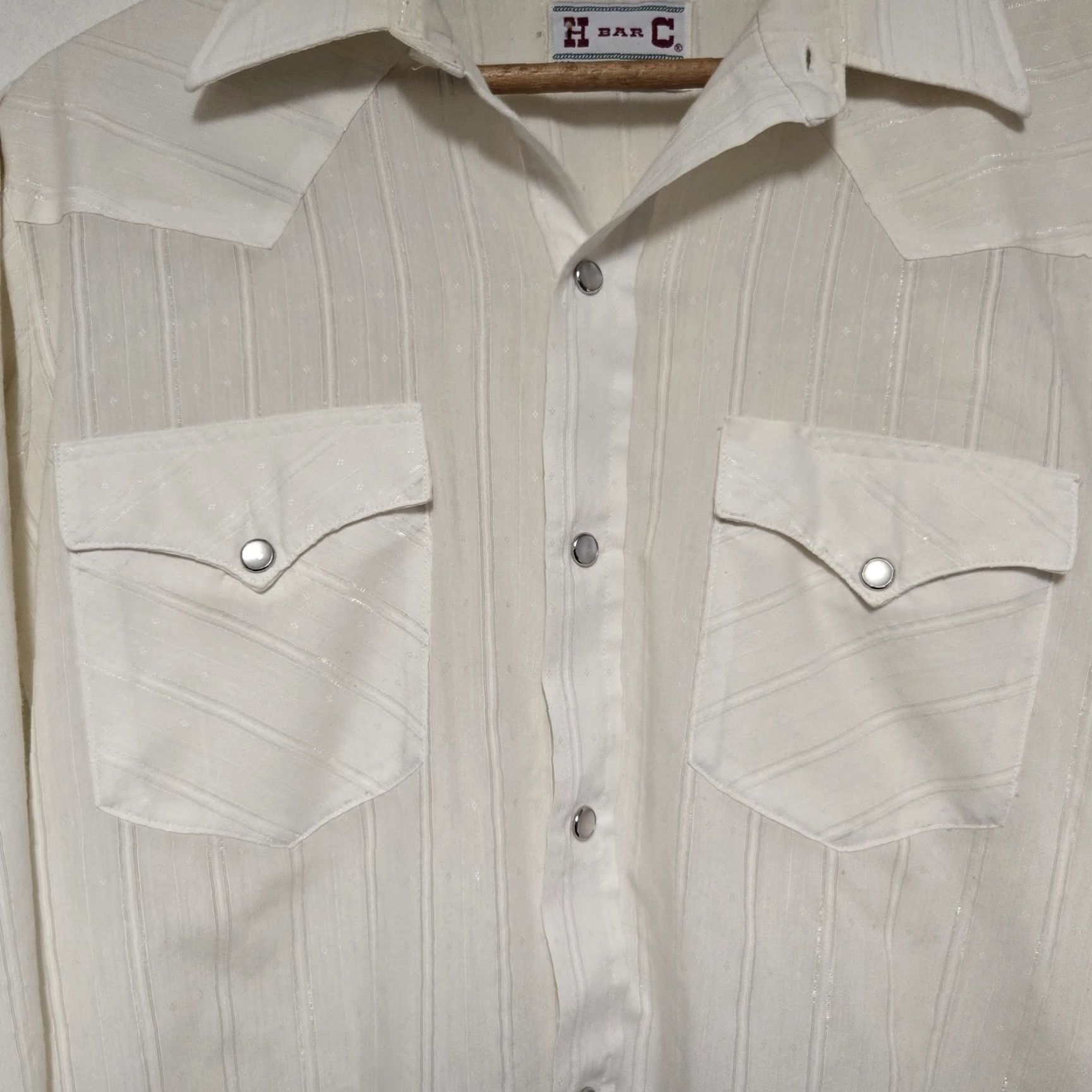 Vintage VINTAGE H Bar C Western Shirt Mens L Cream Pearl Snap California Ranchwear Plaid Long Sleeve Collared Button-Up Cowboy Rodeo Yellowstone Embroidered Size US L / EU 52-54 / 3 - 6 Thumbnail