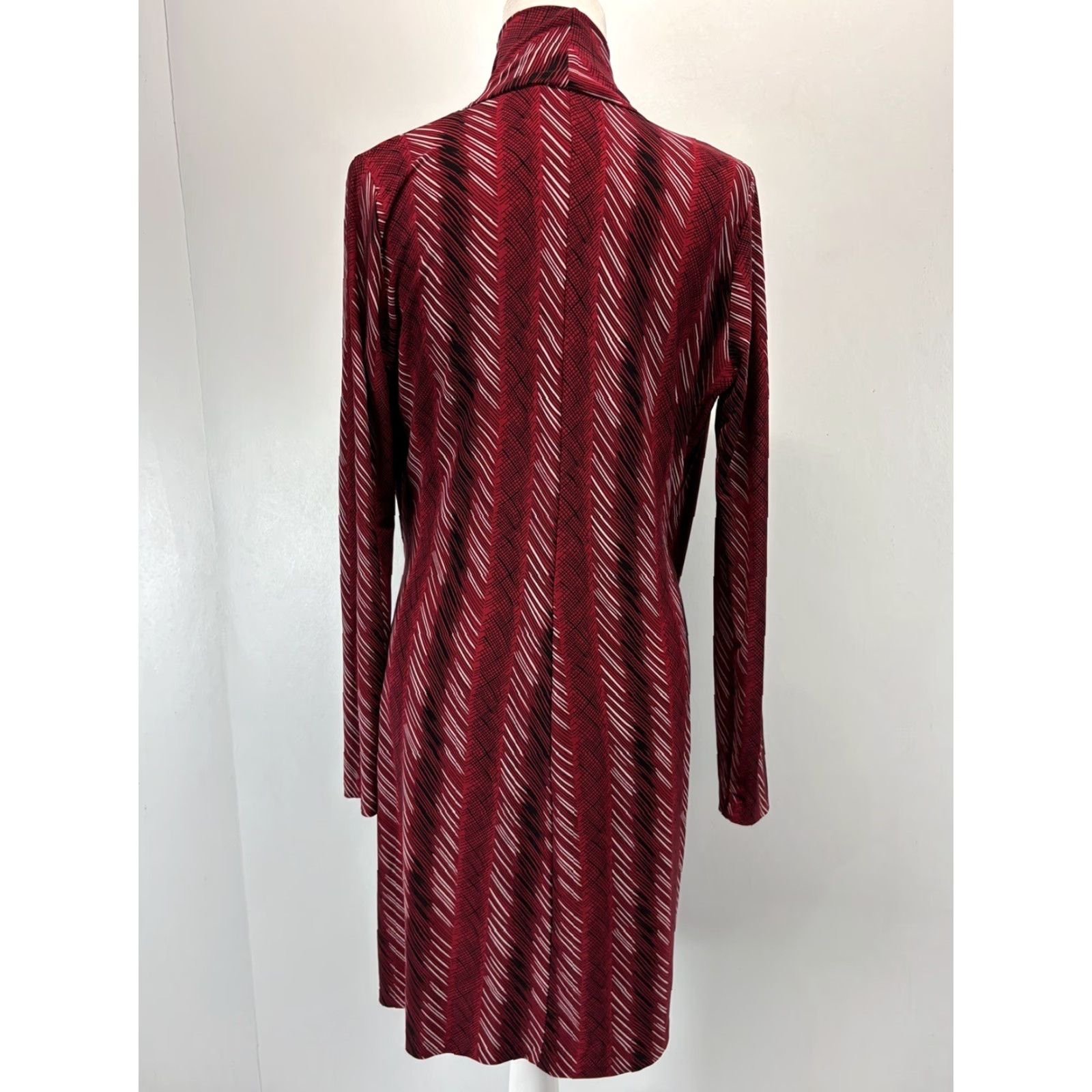 Norma Kamali Norma Kamali Faux Wrap Dress Large Womens Red Long Sleeve Stretch Comfort Size L / US 10 / IT 46 - 3 Thumbnail