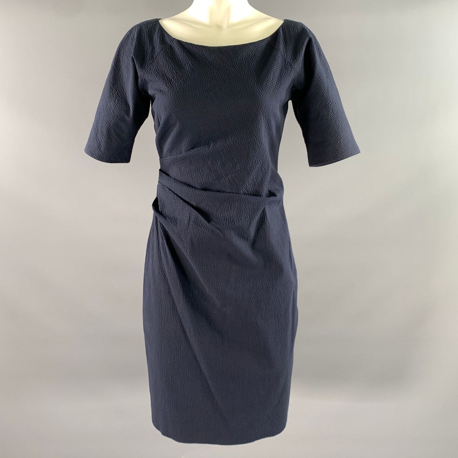 Lela Rose LELA ROSE Size 6 Navy Ruched Sheath Below Knee Dress Size M / US 6-8 / IT 42-44 - 1 Thumbnail