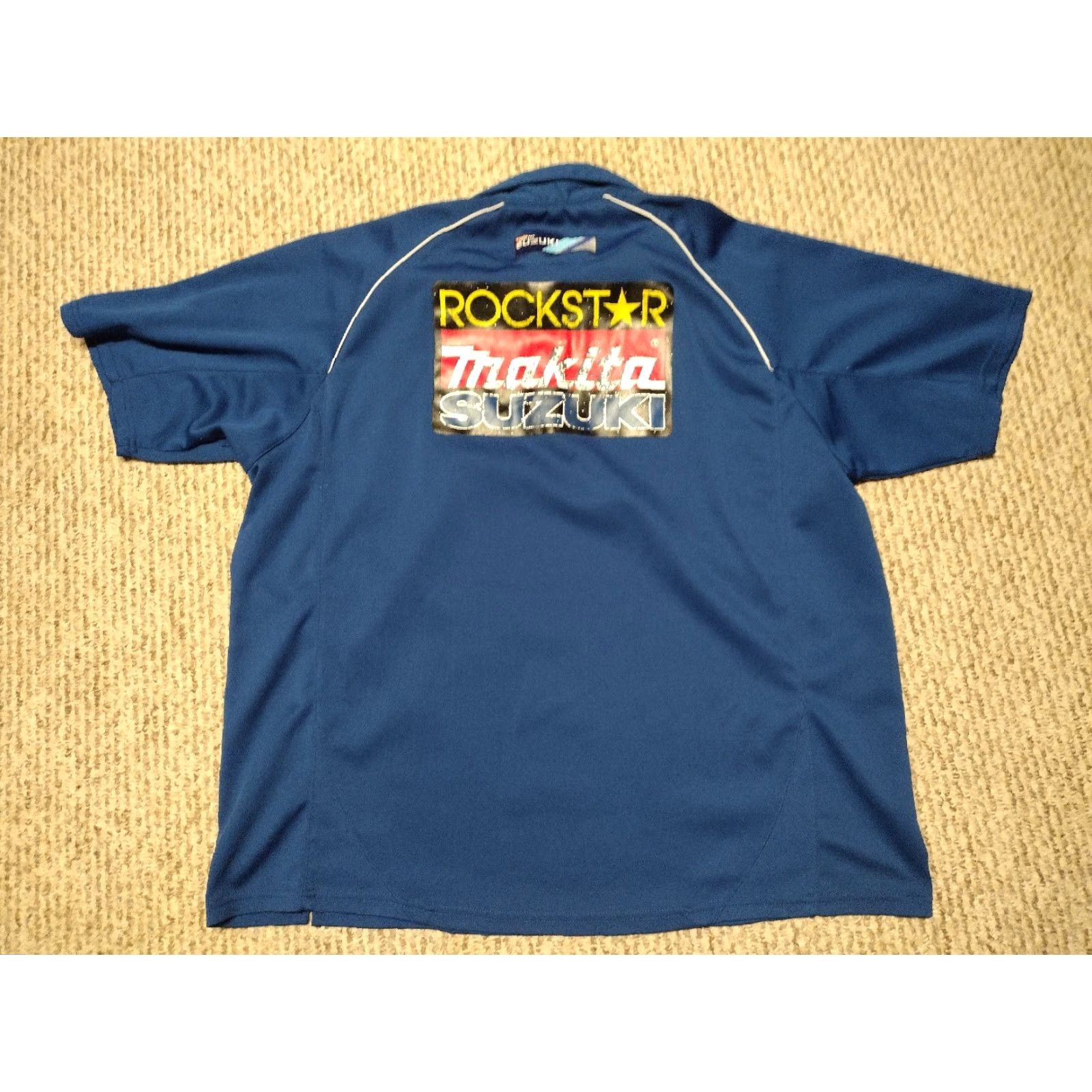 Vintage VINTAGE Suzuki Makita Rockstar Energy Button Shirt 2XL Motocross Racing Crew Retro Pit Mens Blue Knit Short Sleeve Button-Up Shopwear Size US XXL / EU 58 / 5 - 2 Thumbnail