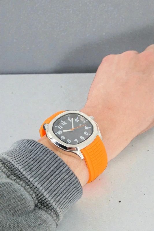 Other Steel 42mm Sport Aquanaut Watch Orange Silicone Strap Size 42 - 10 Thumbnail