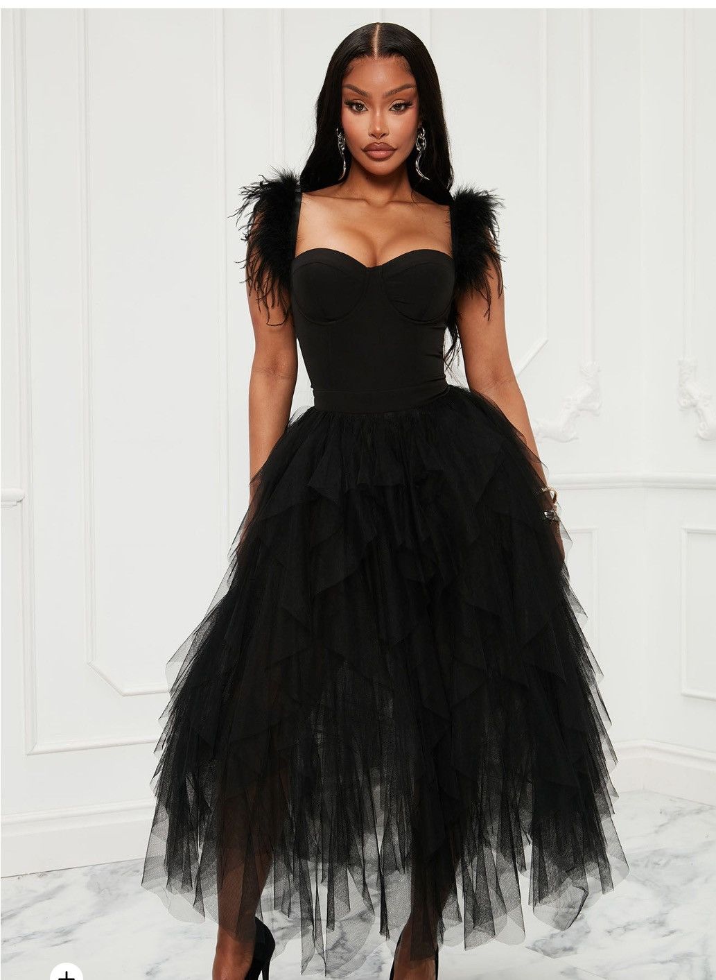 Fashion Nova Black tulle maxi dress | Grailed