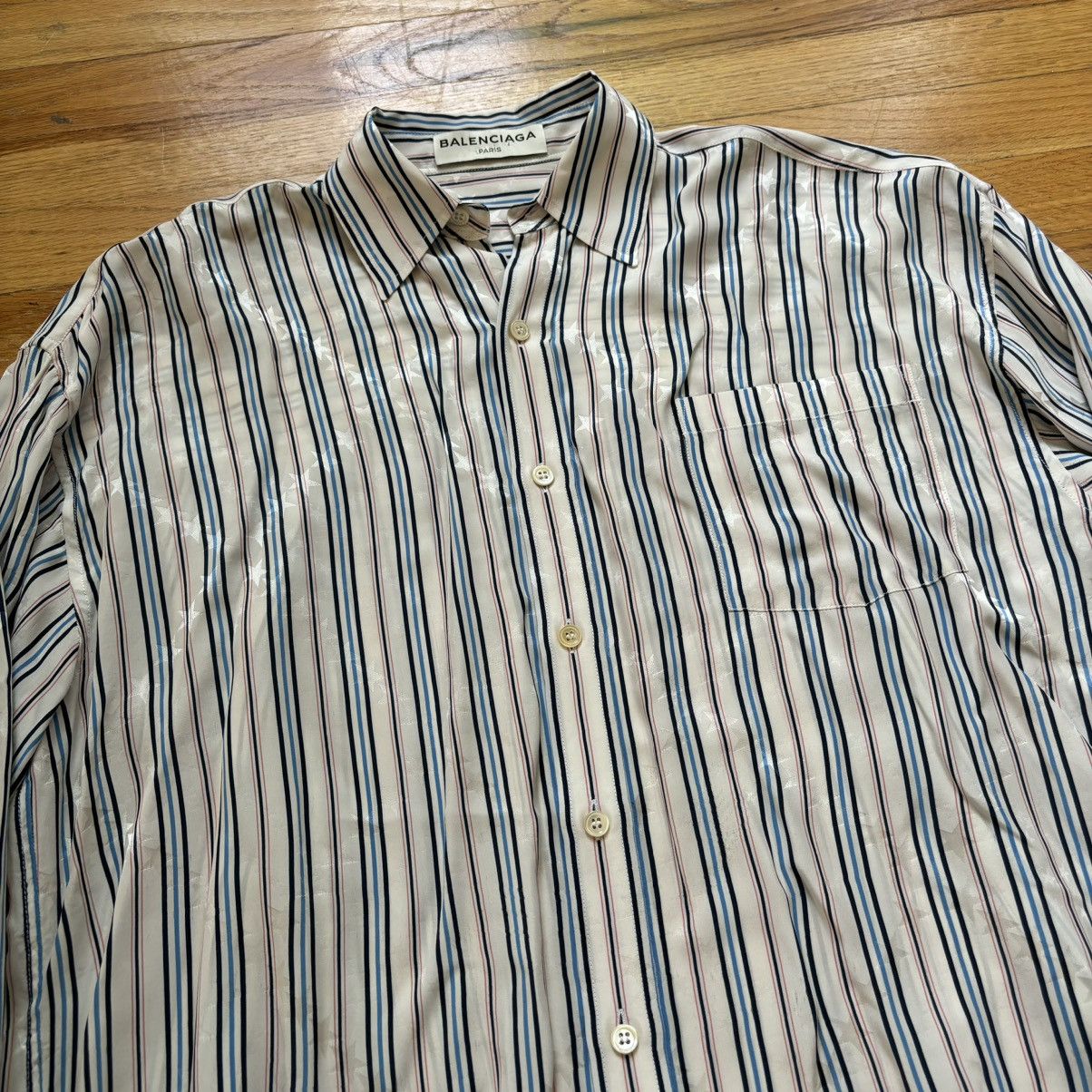 Balenciaga SS2017 Star-Embossed Striped Shirt Size US S / EU 44-46 / 1 - 2 Thumbnail
