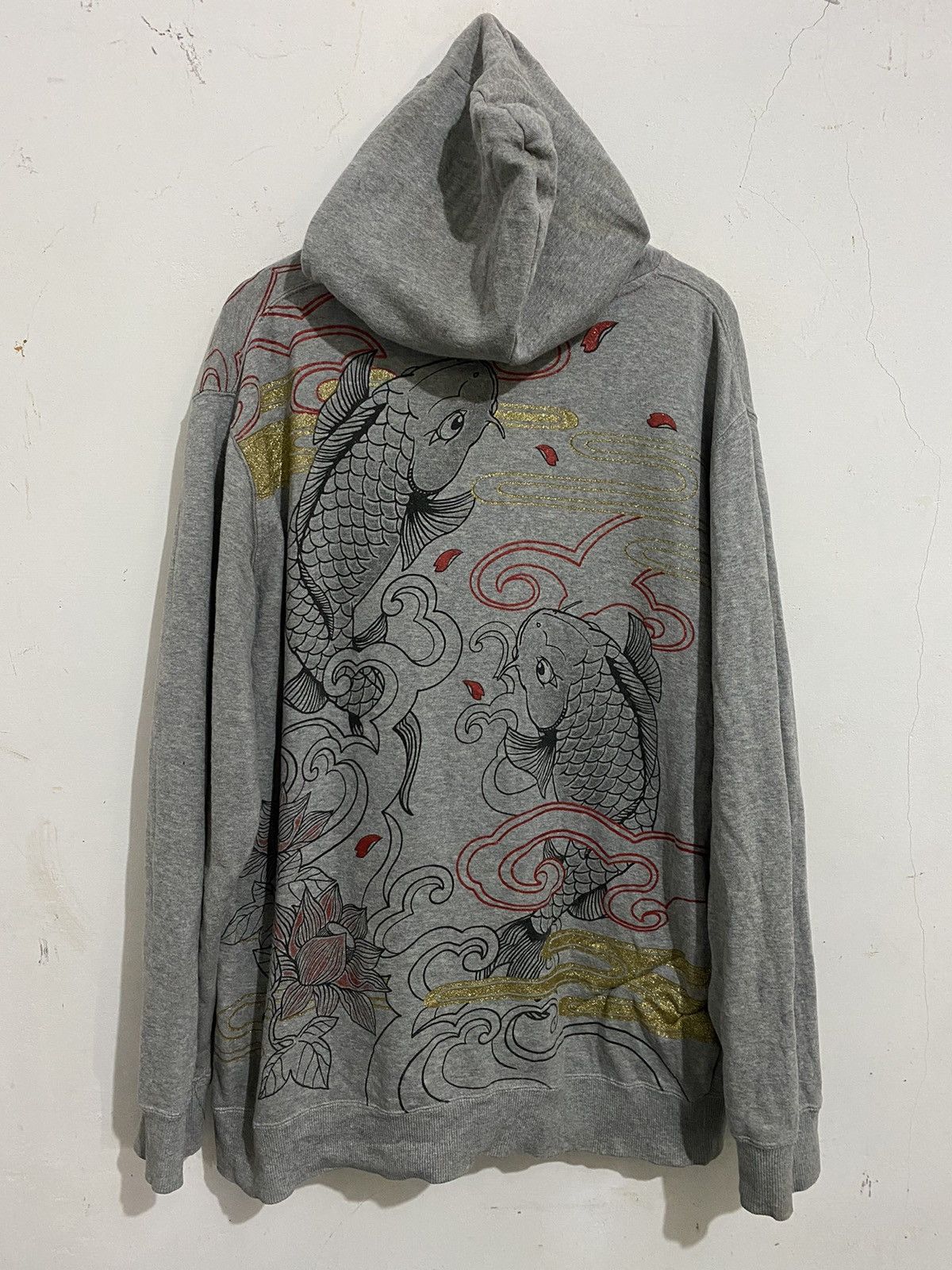 image of Hysteric Glamour x If Six Was Nine Japanese Sorridere Koi Fish Hoodie in Grey, Men's (Size XL)