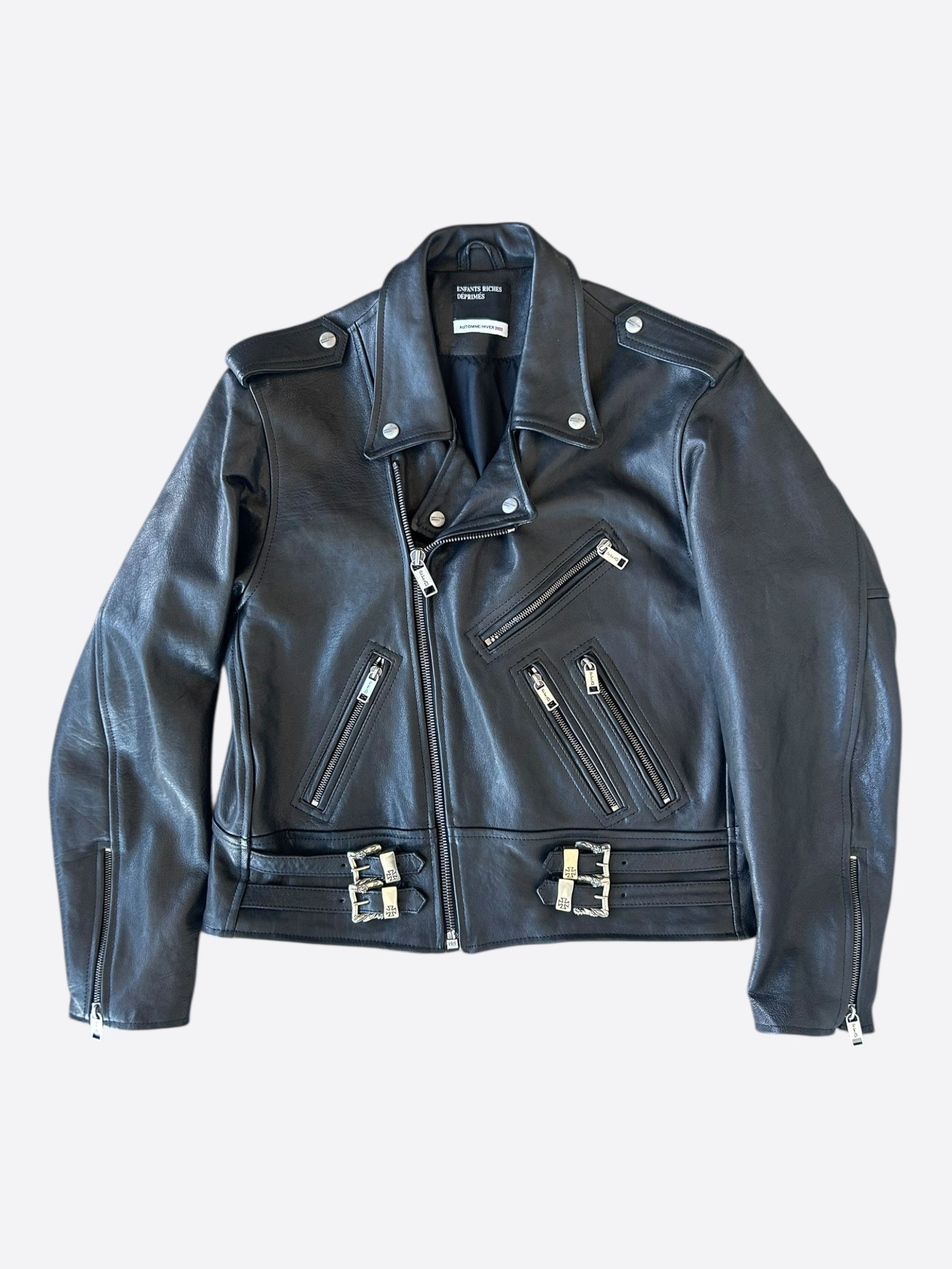 Enfants Riches Deprimes Black Rose Buckle Moto Leather Jacket Size US XL / EU 56 / 4 - 1 Thumbnail