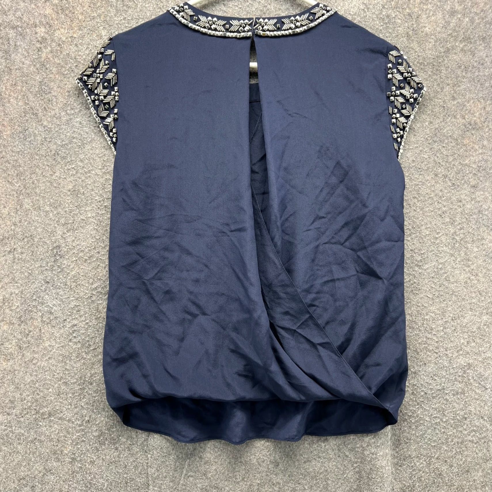 Rebecca Taylor VINTAGE Rebecca Taylor Shirt Womens 0 Blue Silk Sleeveless Blouse Top Dress Up Party/Cocktail Casual Top Womens 0 Blue Navy Silk Sleeveless Blouse Top Size XS / US 0-2 / IT 36-38 - 2 Thumbnail