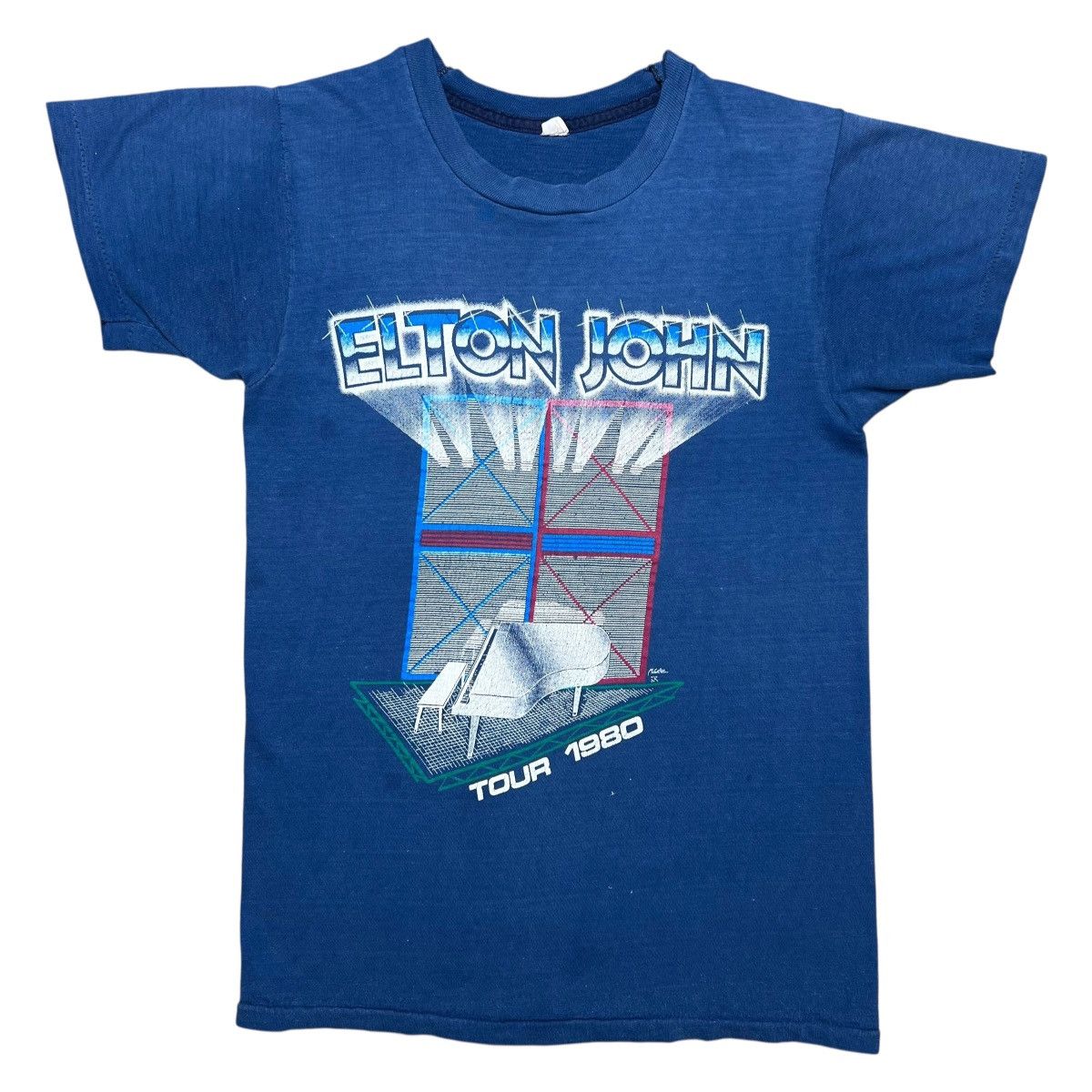 Band Tees Vintage 1980 Elton John Tour Piano Concert Graphic Band Tee Size US S / EU 44-46 / 1 - 1 Thumbnail