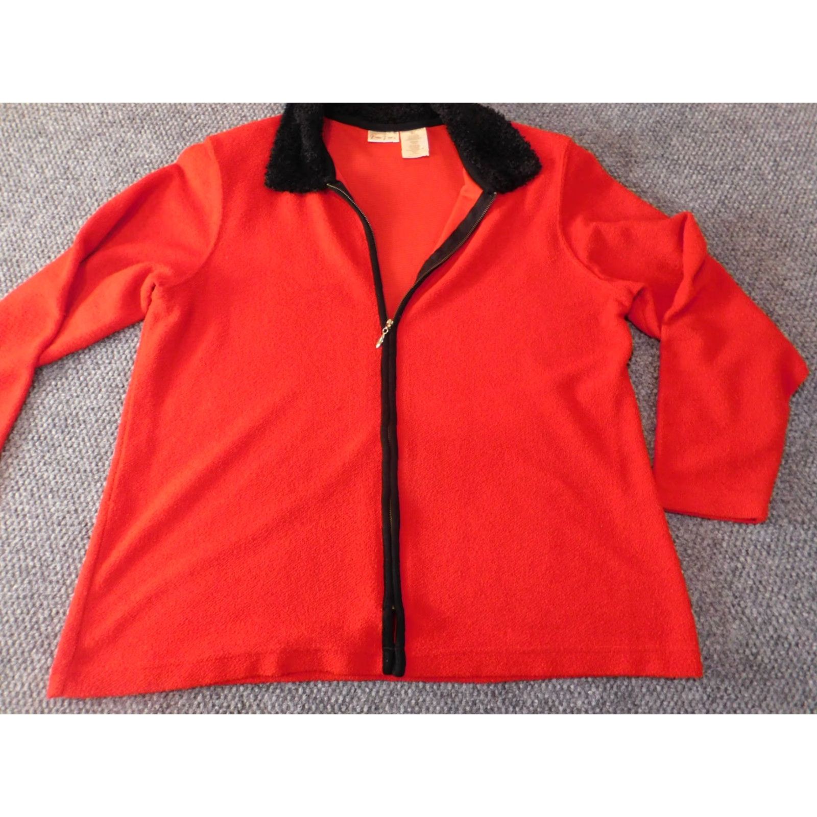 Vintage Bobbie Brooks Womens Jacket Large Red zip fur Button Collar solid Long Sleeve Mid-Length Fall Spring Size L / US 10 / IT 46 - 3 Thumbnail