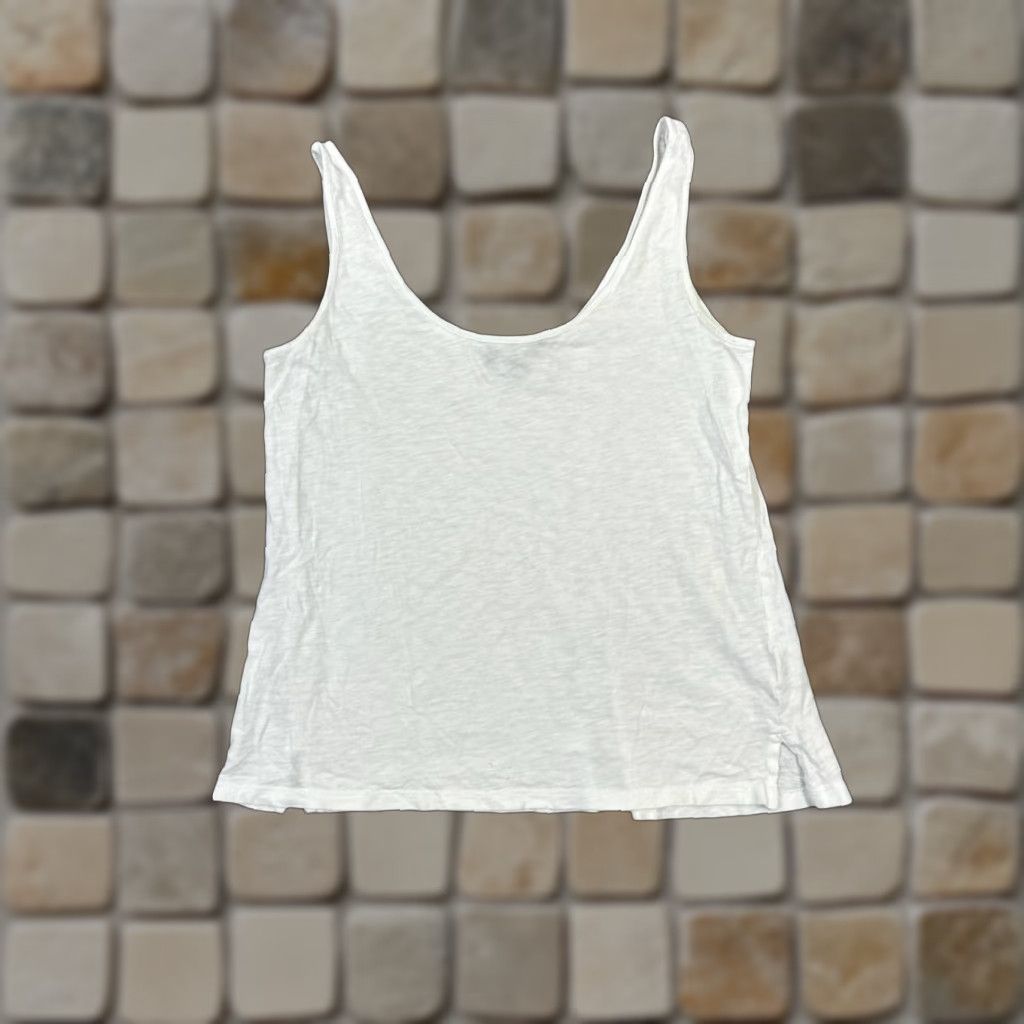 Theory VINTAGE Theory Women’s Tank Top Petite White Cotton Sleeveless Scoop Neck Summer Casual Womens Size XS / US 0-2 / IT 36-38 - 1 Thumbnail
