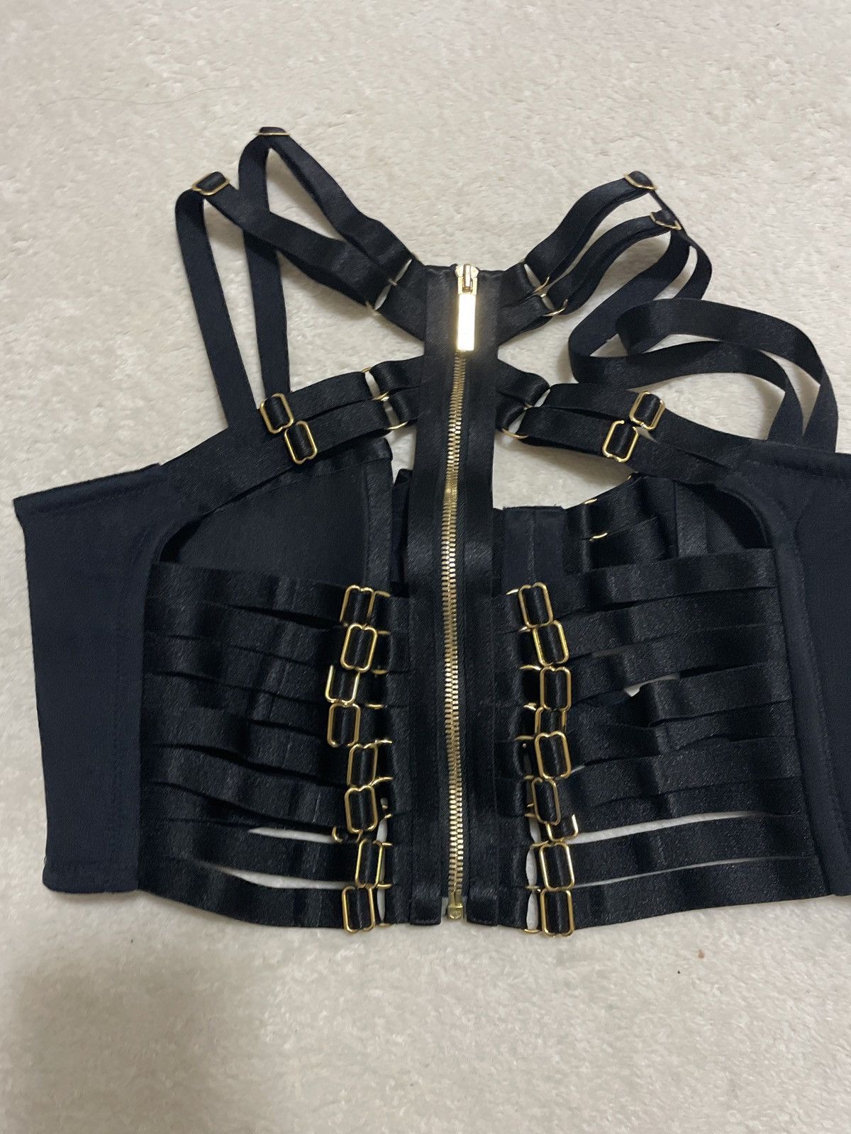 Other Luxury Structured Black Bodysuit with Gold Hardware Size S / US 4 / IT 40 - 4 Thumbnail