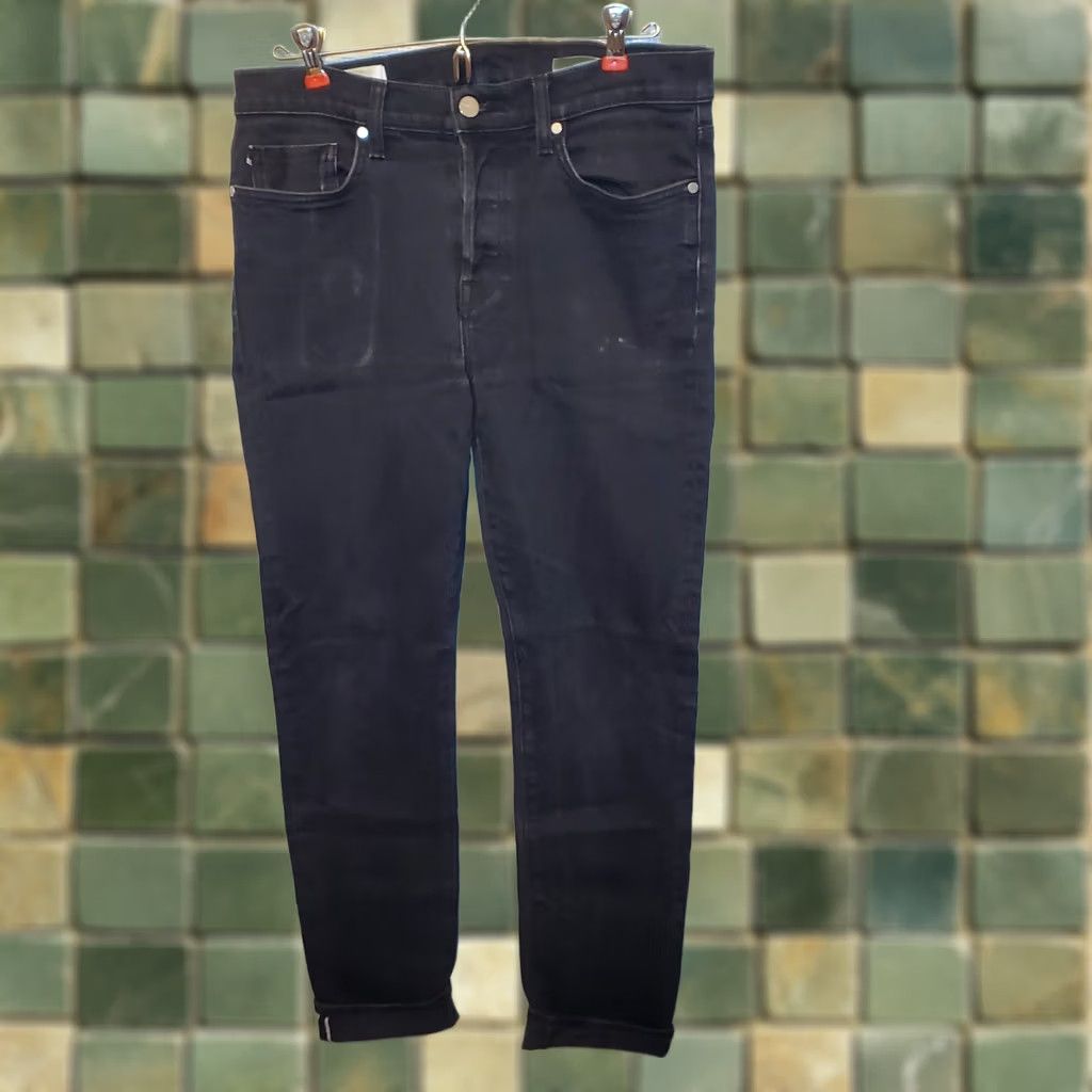 Vintage BALDWIN Jeans Mens 32 Black BLDWN SELVEDGE Modern Skinny Distressed Faded Size US 32 / EU 48 - 1 Thumbnail