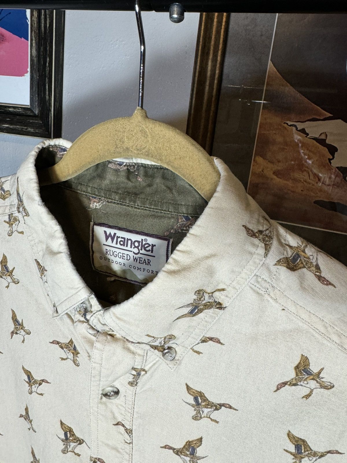 Vintage × Wrangler Vintage Wrangler Duck Print Button Up Shirt Size US XL / EU 56 / 4 - 4 Thumbnail