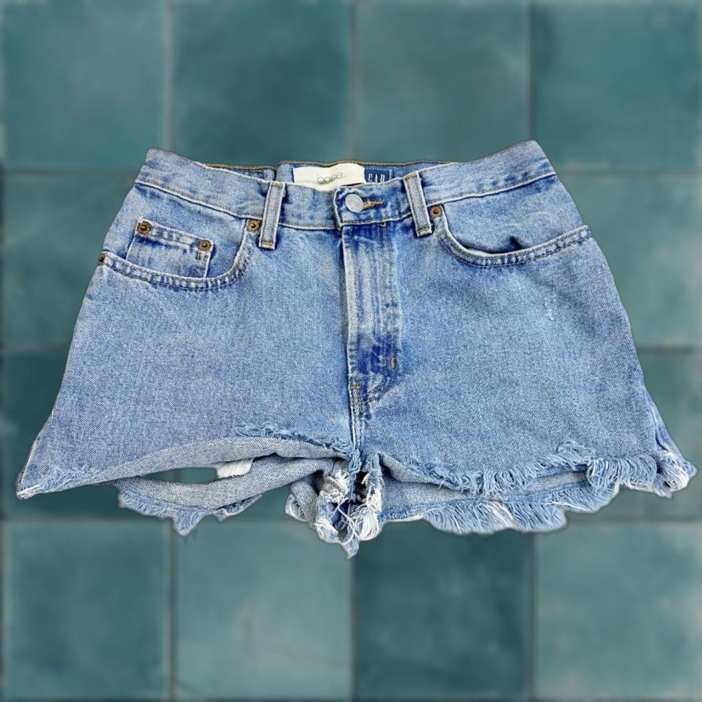 Gap VINTAGE Gap Cut off Shorts Womens 24 Waist Blue Y2K Casual Womens 24? Size 42" / US 20 - 1 Thumbnail