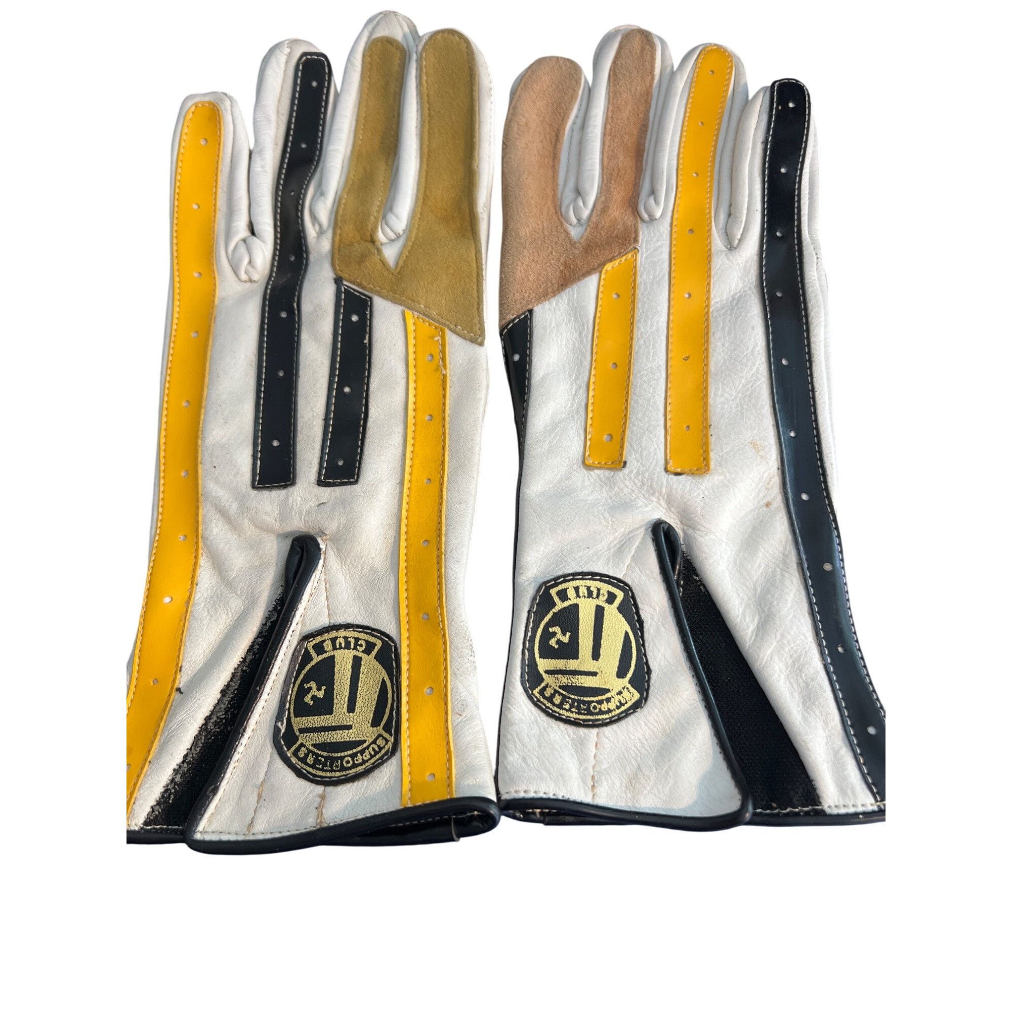 Other Vintage Supporters Club Leather Gloves White Black Yellow Ho Size ONE SIZE - 1 Thumbnail