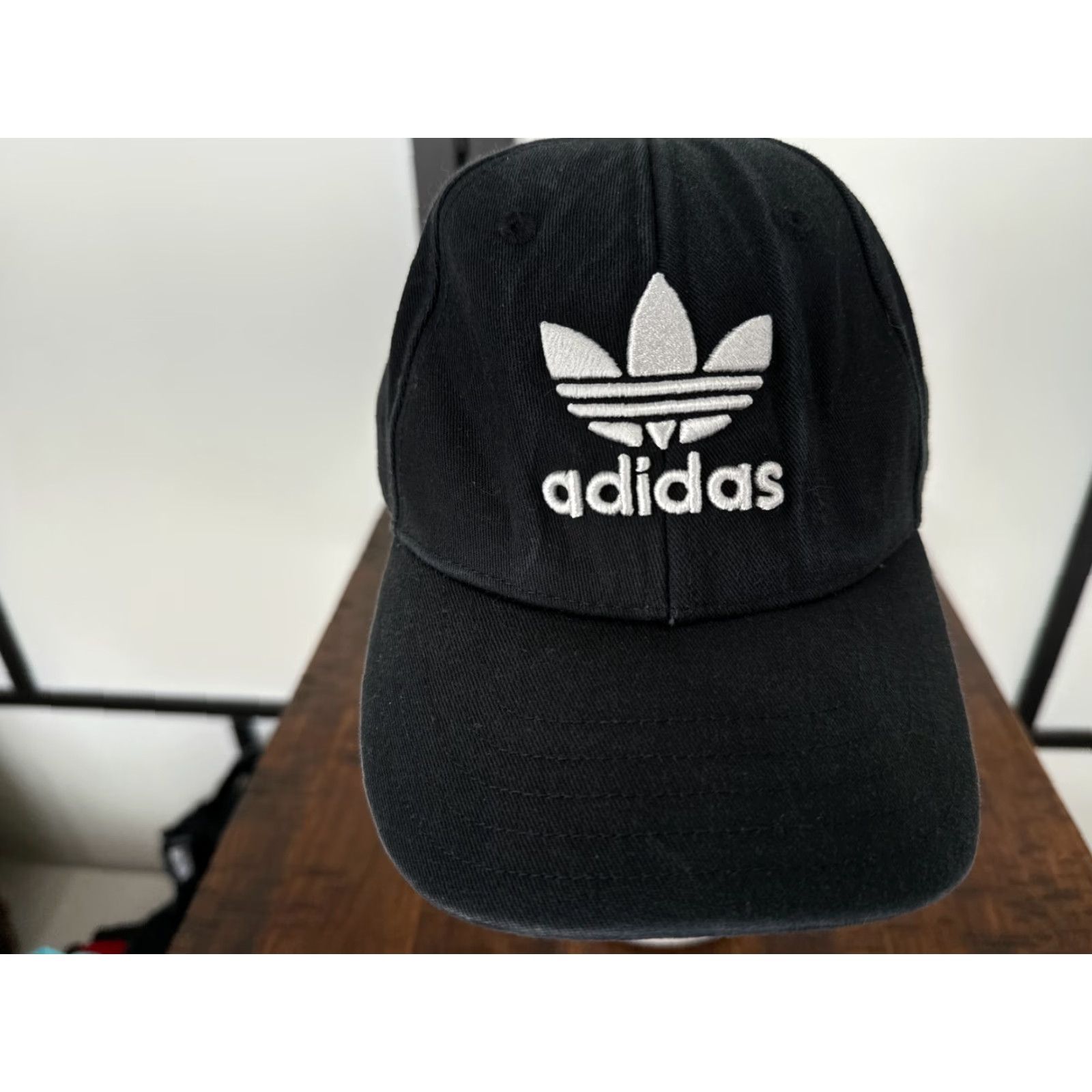 Adidas adidas Hat Cap Strap Back Adult One Size Black Cotton Twill Embroidered 3 Stripe Size ONE SIZE - 2 Thumbnail