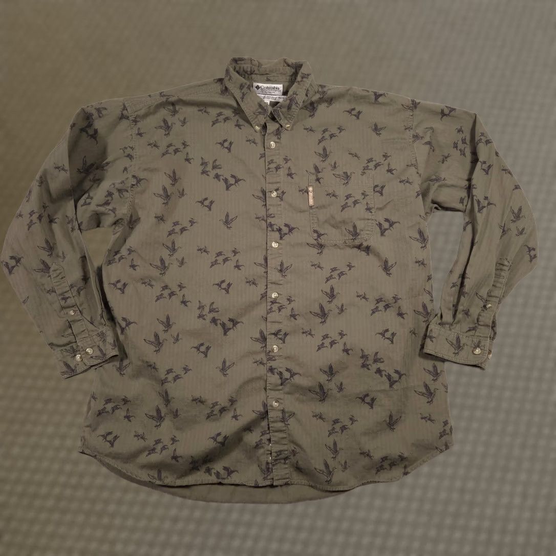 Vintage Columbia Shirt Mens 2XL Green Duck Print Button-Down Long Sleeve Casual Hunting Shirt Size US XXL / EU 58 / 5 - 1 Thumbnail