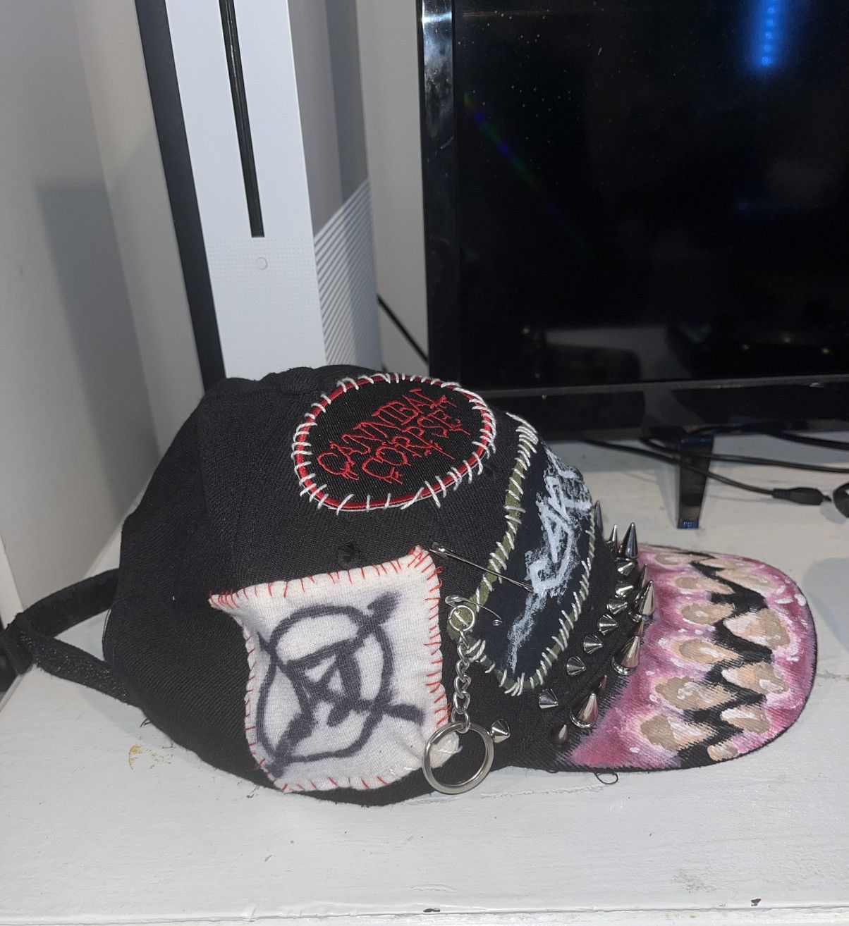Other OOAK Upcycled Grindcore/death metal-inspired cap Size ONE SIZE - 3 Thumbnail