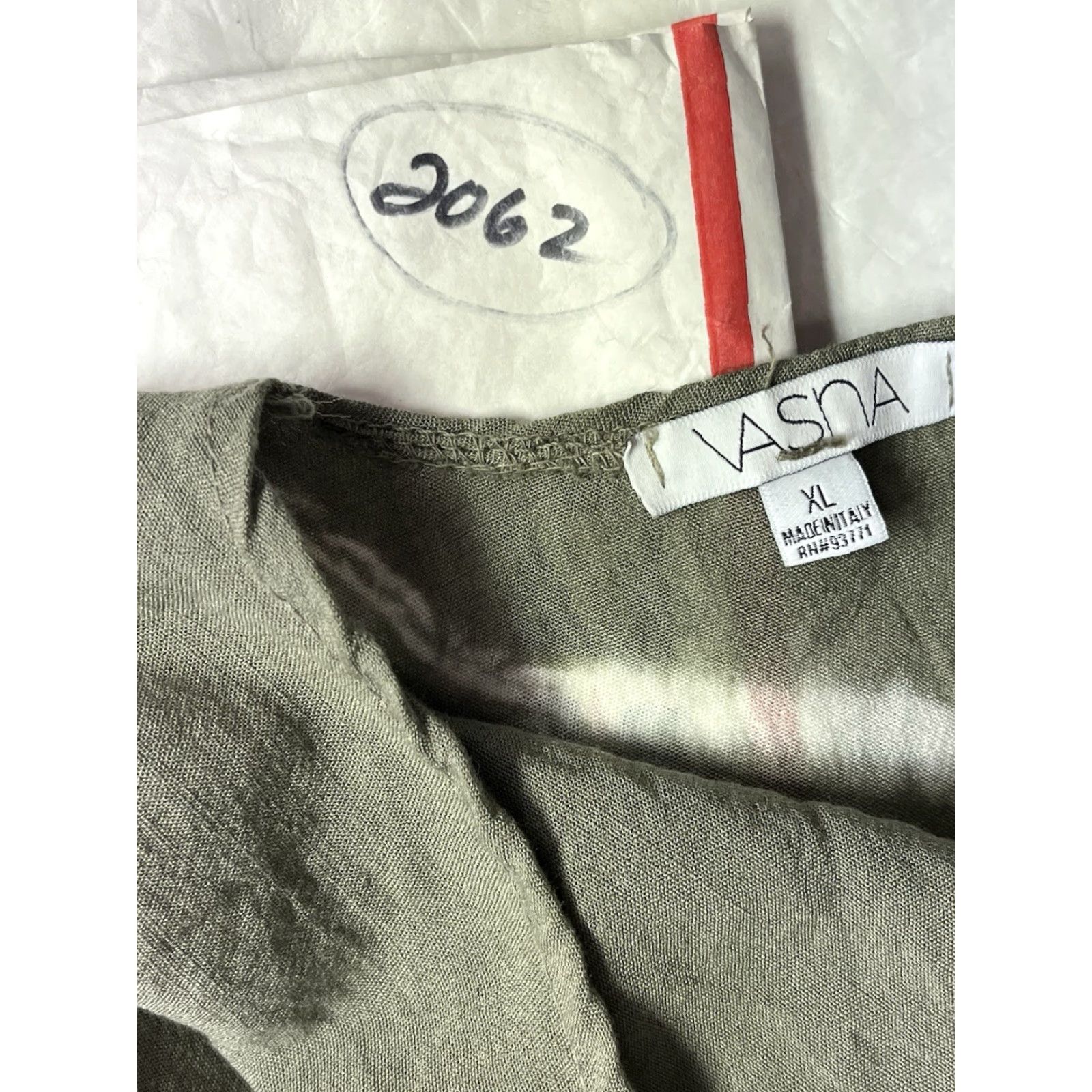 Vintage Vasna Dress Boho Minimalist Women's XL Linen Tie Dye Sleeveless Tank Dress Long Green Sheath Casual Bohemian Italy Size XL / US 12-14 / IT 48-50 - 6 Thumbnail