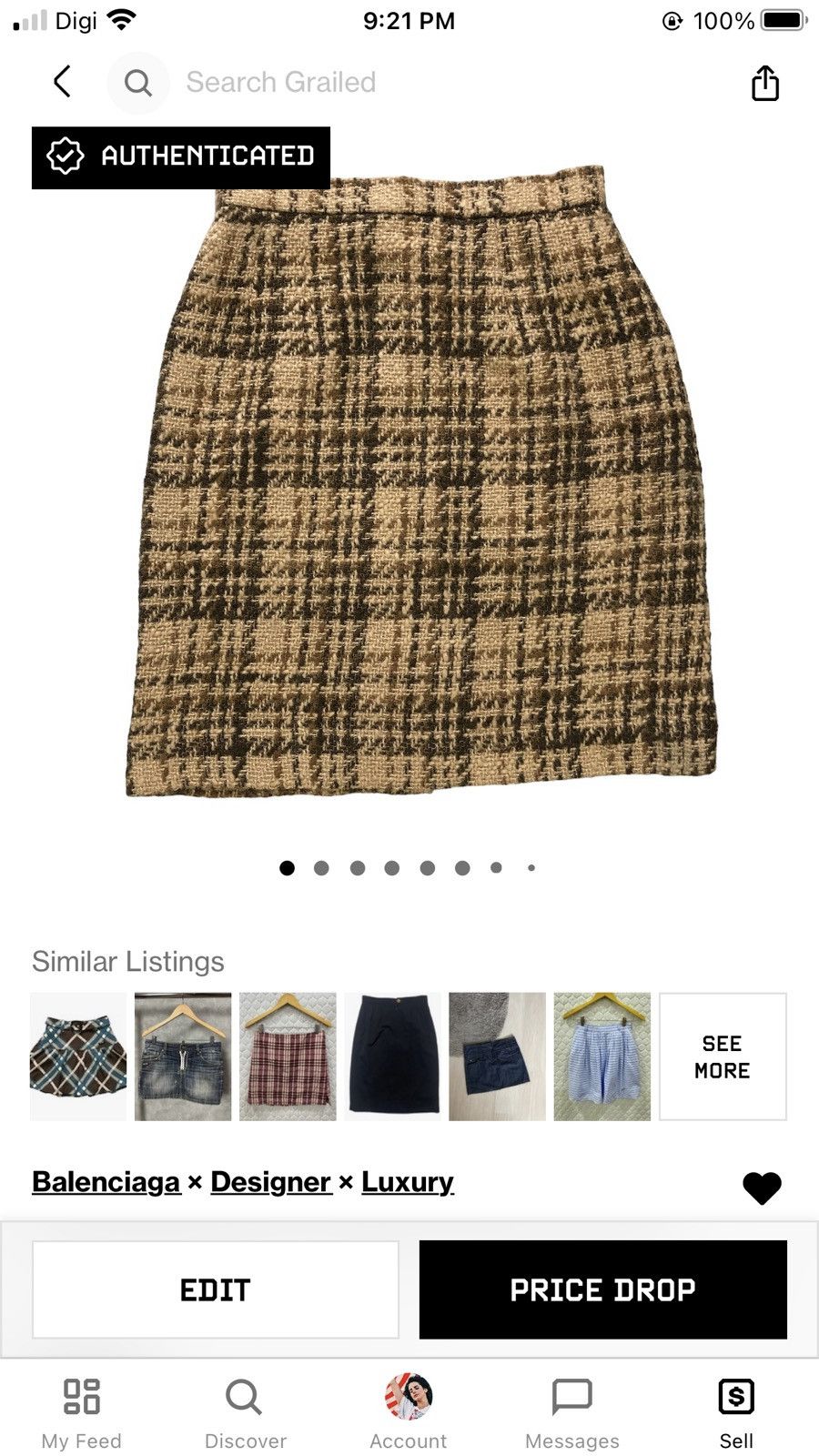 Balenciaga BALENCIAGA WOOL TARTAN SKIRTS #7292-126 Size 26" / US 2 / IT 38 - 10 Thumbnail