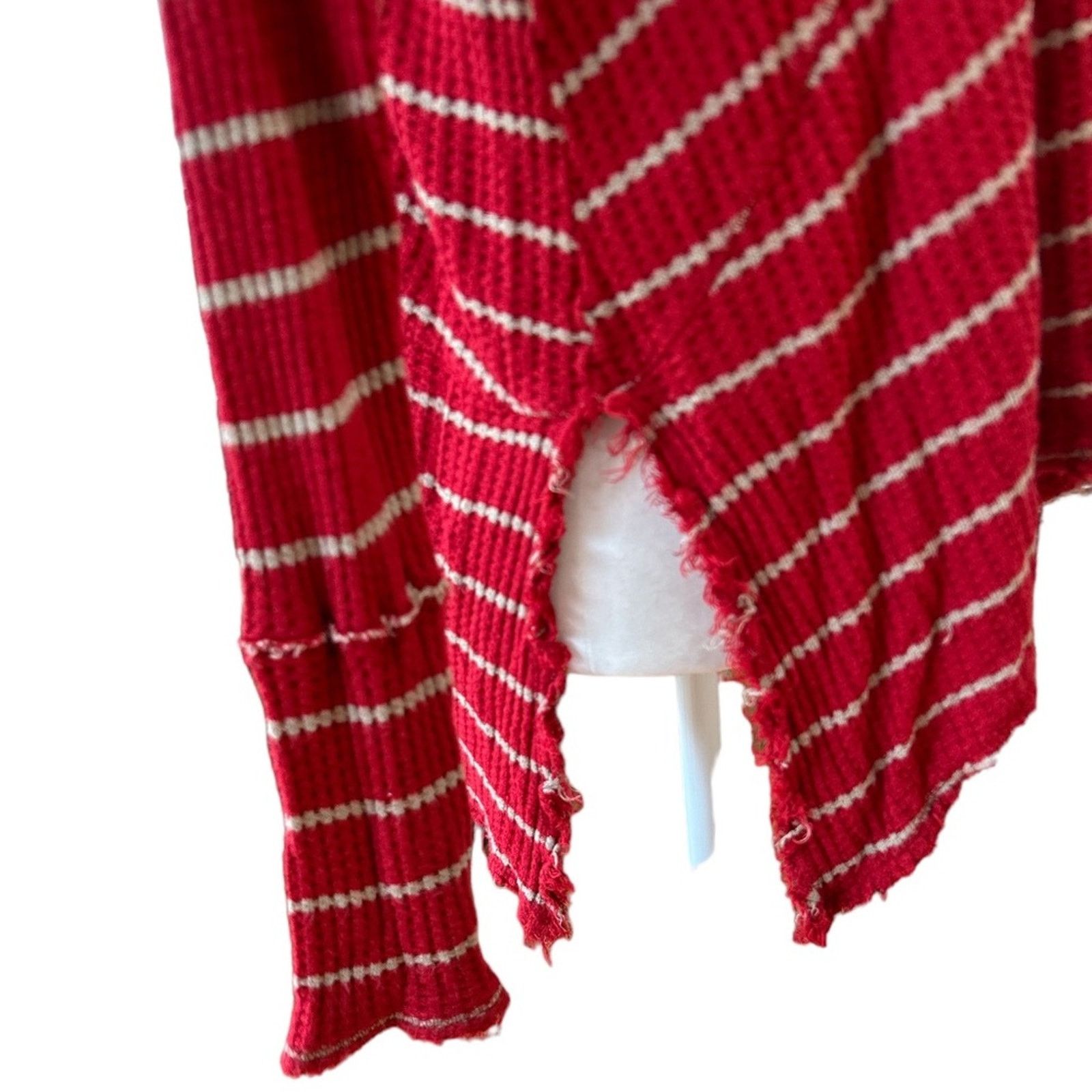 Free People Free People Top Womens Small Red Tan Stripe Grunge Boho Size S / US 4 / IT 40 - 5 Thumbnail