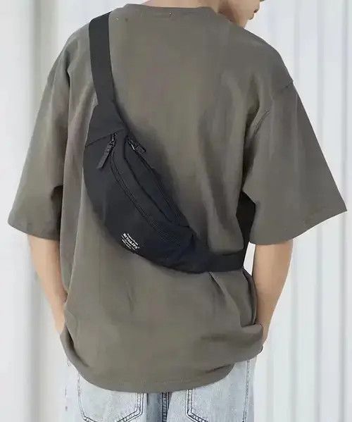 Aesthetic Y2K Waterproof Side Sling Bag Belt Bag in Black, Men's