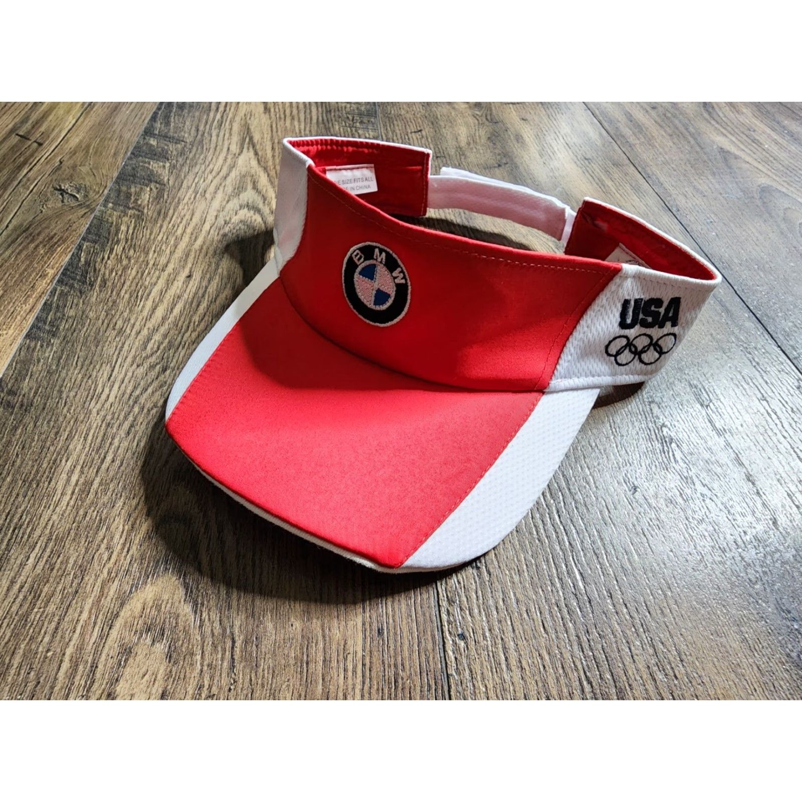 BMW BMW Logo Visor Cap Hat Men One Size Red USA Olympic Committee BMW Visor USA Size ONE SIZE - 2 Thumbnail