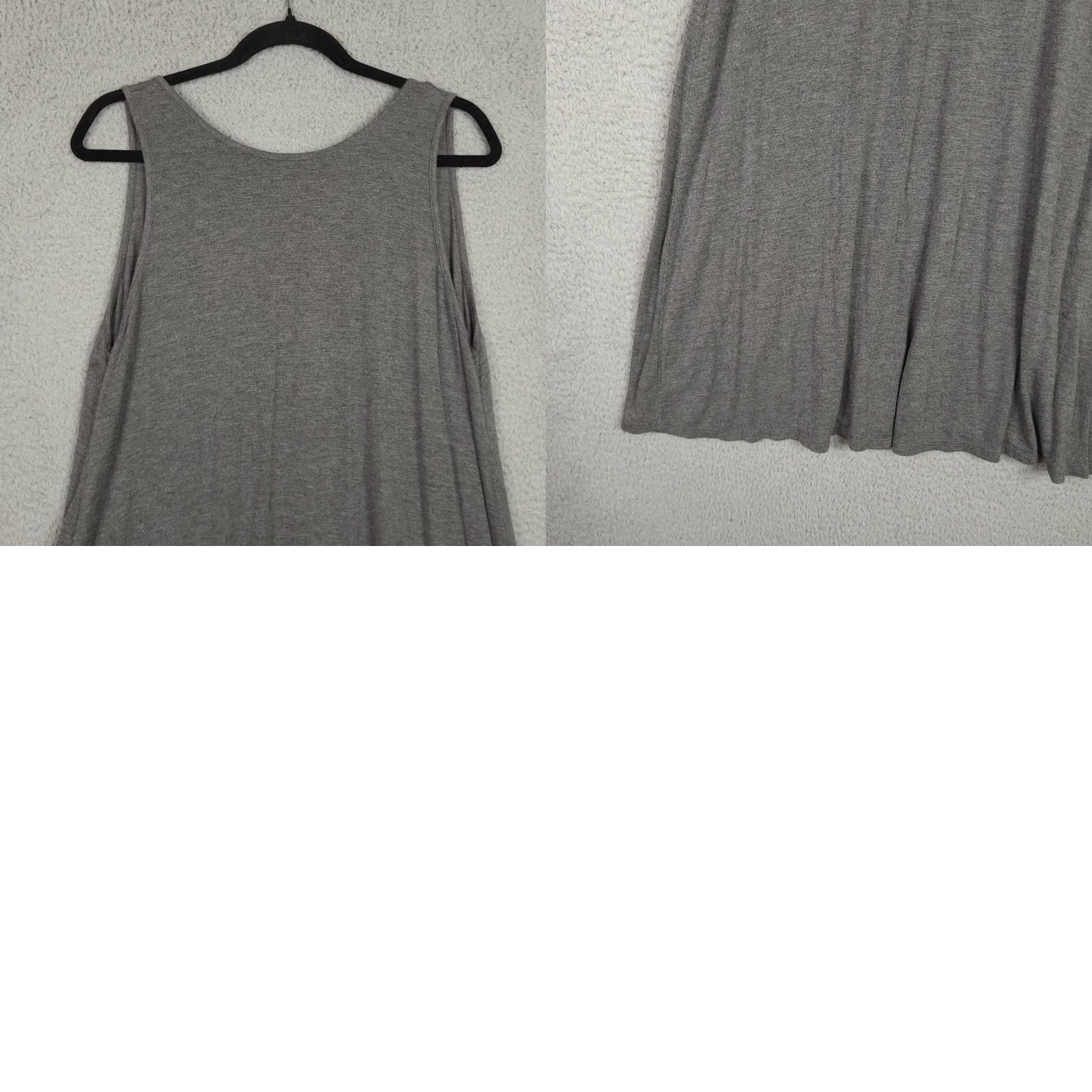 Lulus Lulu's Women's Grey Stretch Flared Sleeveless Casual Dress XL Knit Rayon Spandex | Round Neck Pullover Fit & Flare Cotton? Size XL / US 12-14 / IT 48-50 - 8 Thumbnail