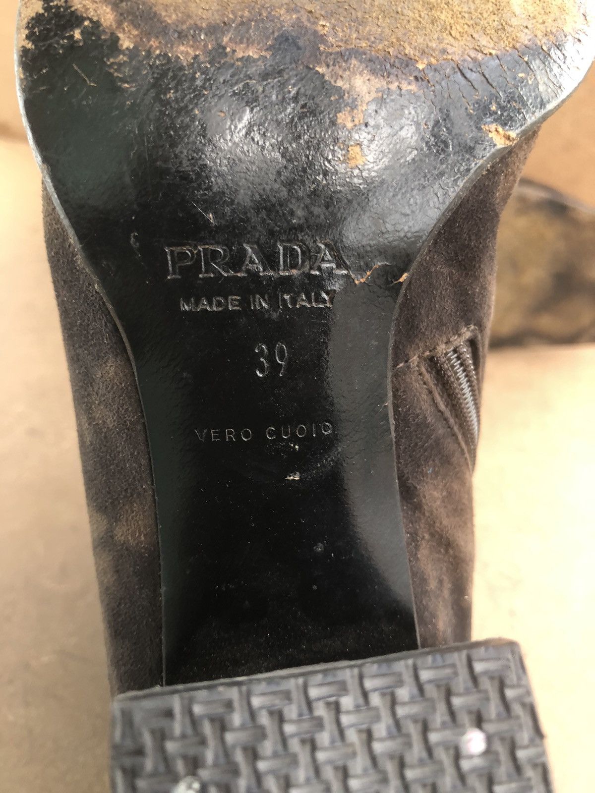 Prada × Vintage Vtg Prada Brown Suede Leather Women’s Ankle Boots Size 39 Size US 9 / IT 39 - 13 Thumbnail