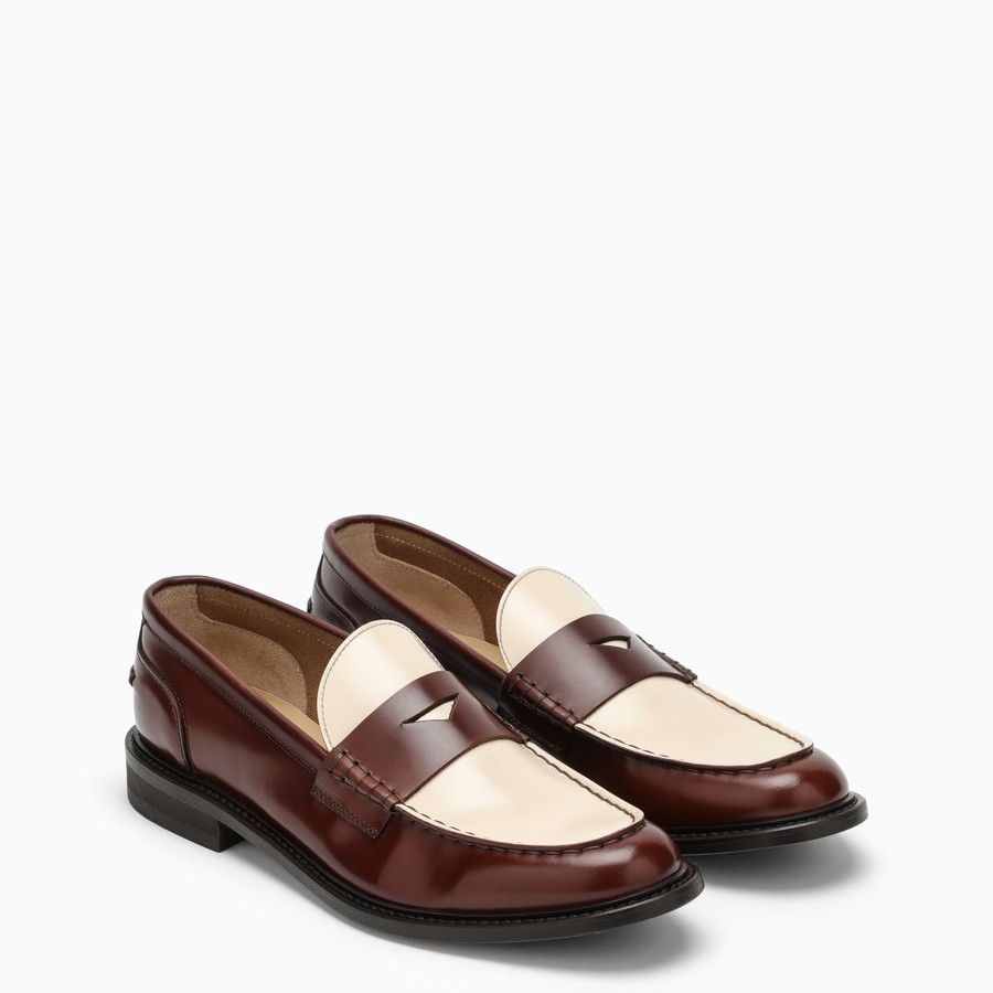 Doucal's o1d2blof0824 Leather Moccasin in Brown & Ivory Size US 8 / IT 38 - 1 Thumbnail