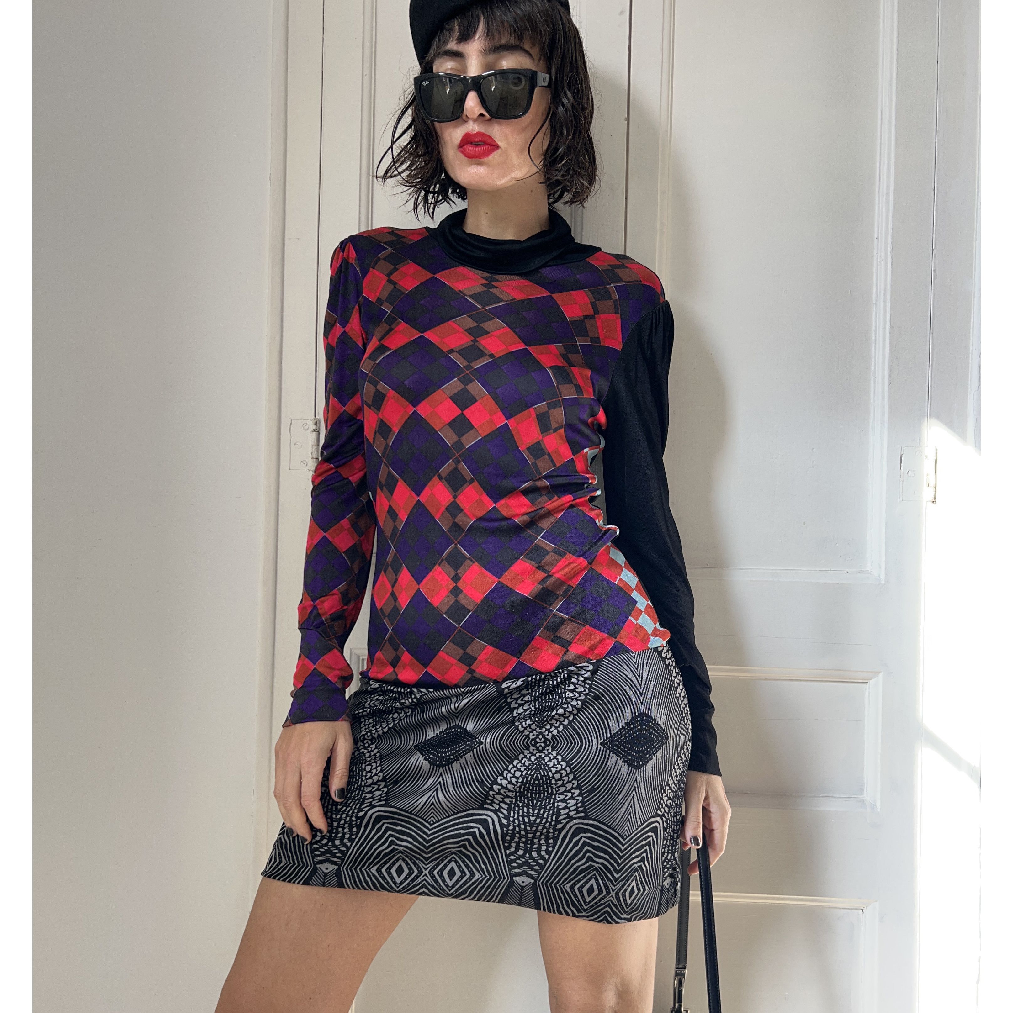 Custo Barcelona Custo Barcelona Y2K Argyle Abstract Mini Dress Size L / US 10 / IT 46 - 1 Thumbnail