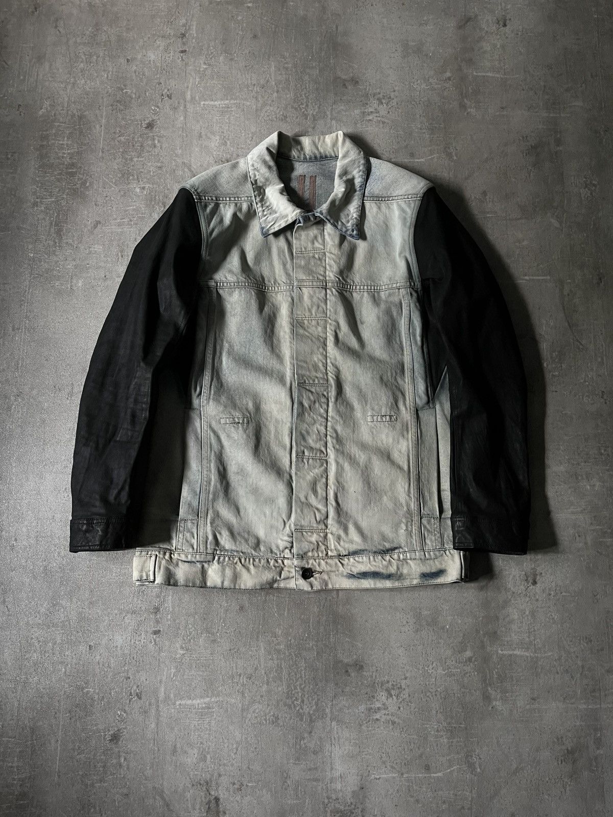 Rick Owens × Rick Owens Drkshdw Rick Owens hybrid denim calf stooge trucker jacket grail Size US L / EU 52-54 / 3 - 1 Thumbnail