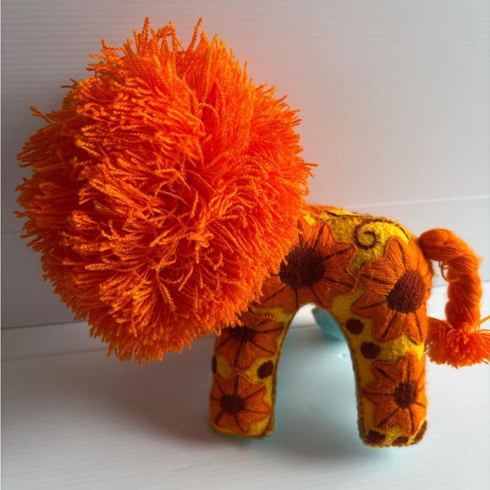 Designer Lion Embroidered Stuffed Animal, Mexican Size ONE SIZE - 3 Thumbnail