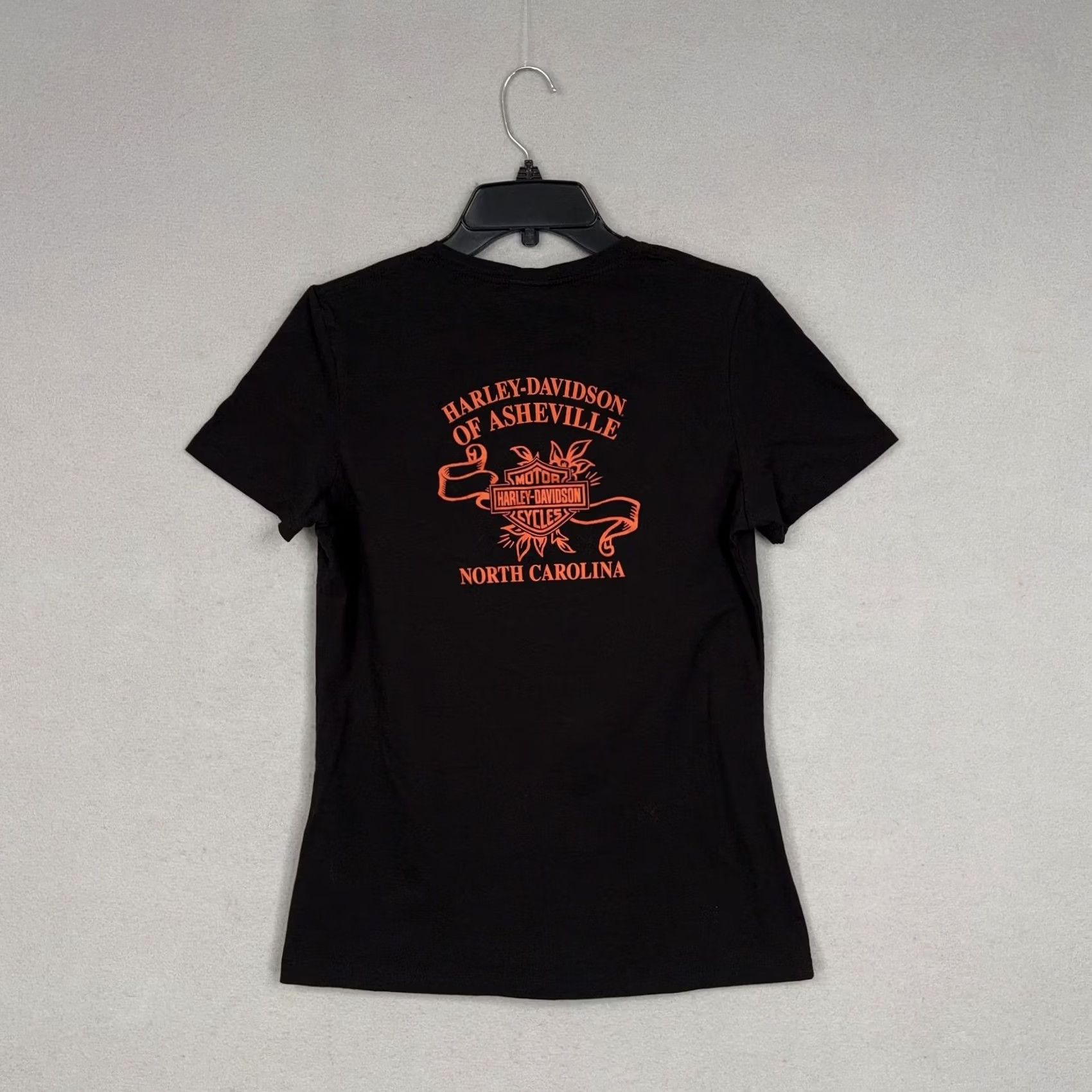 Harley Davidson Harley-Davidson Shirt Womens M Black V-Neck Graphic Tee Biker Jersey 100% Cotton Casual Short Sleeve US Made - Asheville NC Size M / US 6-8 / IT 42-44 - 6 Thumbnail
