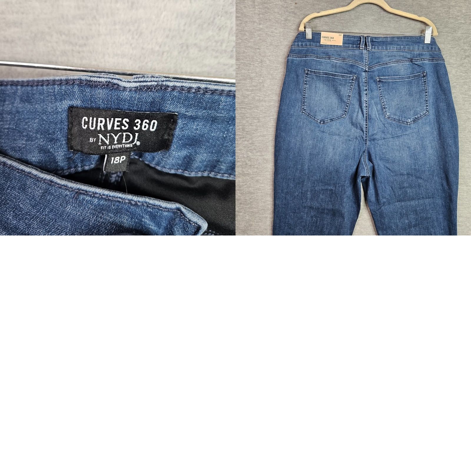 NYDJ NYDJ CURVES 360 Jeans Straight Blue 18P Womens Denim Regular Machine Washable Belted 5-Pocket Size 40" / US 18 - 9 Thumbnail