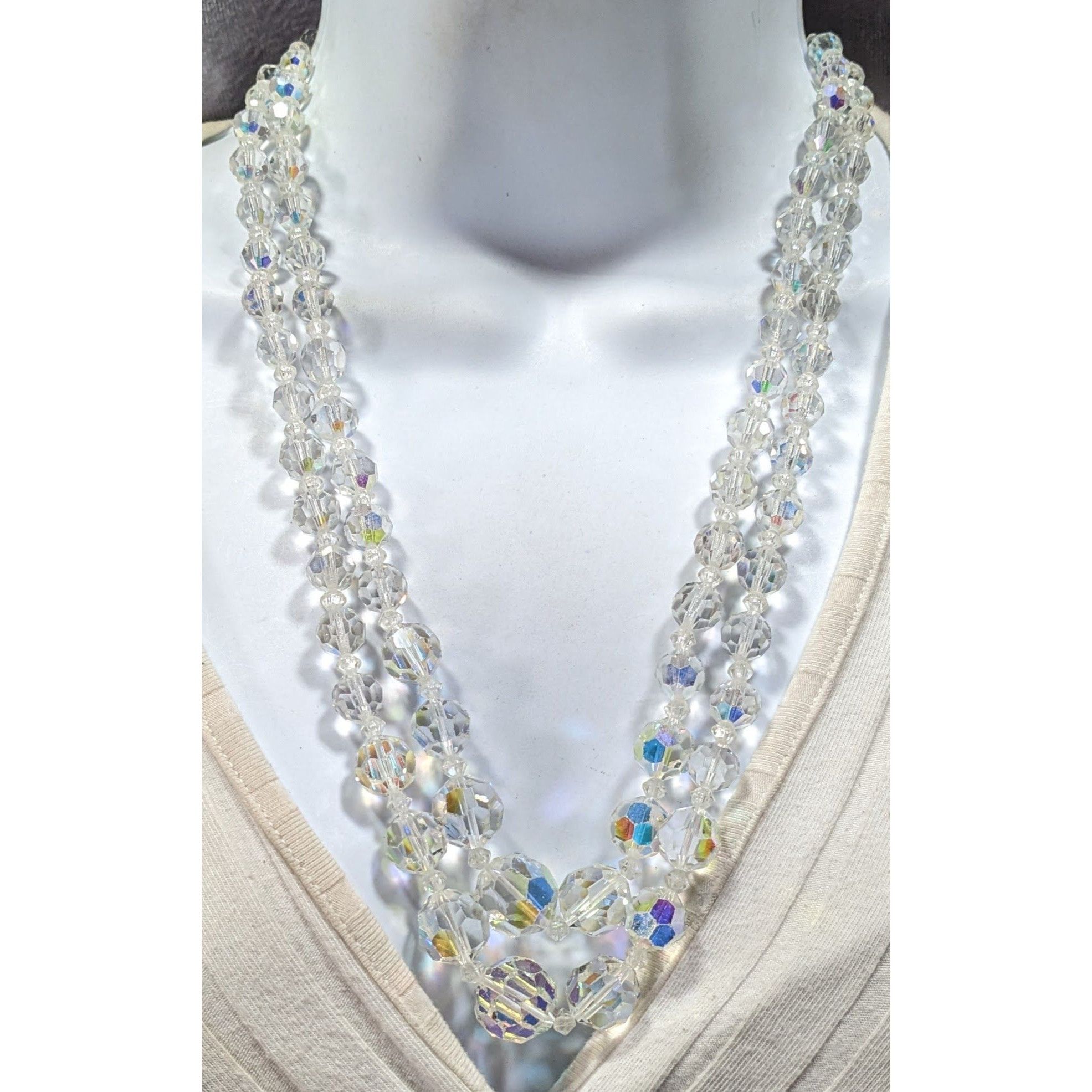 Other Vintage Glam Aurora Borealis Faceted Crystal Glass Necklace Size ONE SIZE - 4 Thumbnail