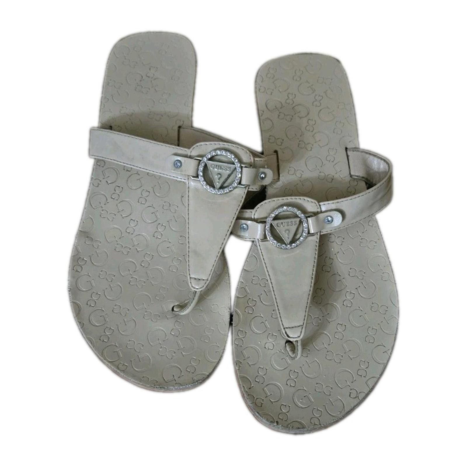 Other Guess T-Strap Thong Sandals Flip Flops Flats Beige Cream Tan Size US 7 / IT 37 - 2 Thumbnail